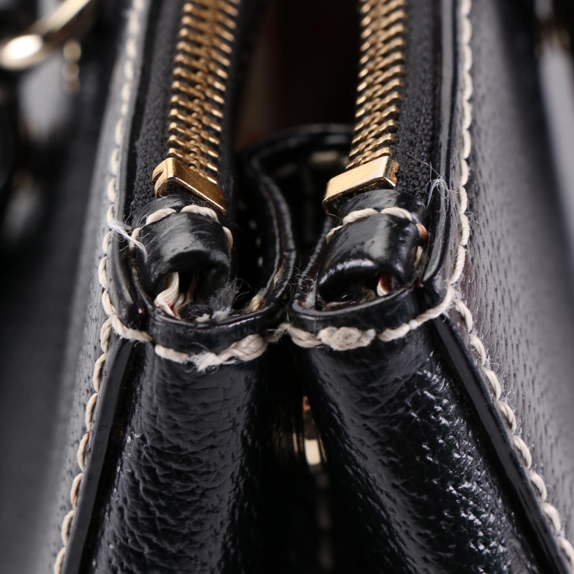 Kate Spade East-West Double Zip Tote Bag in Black Leather