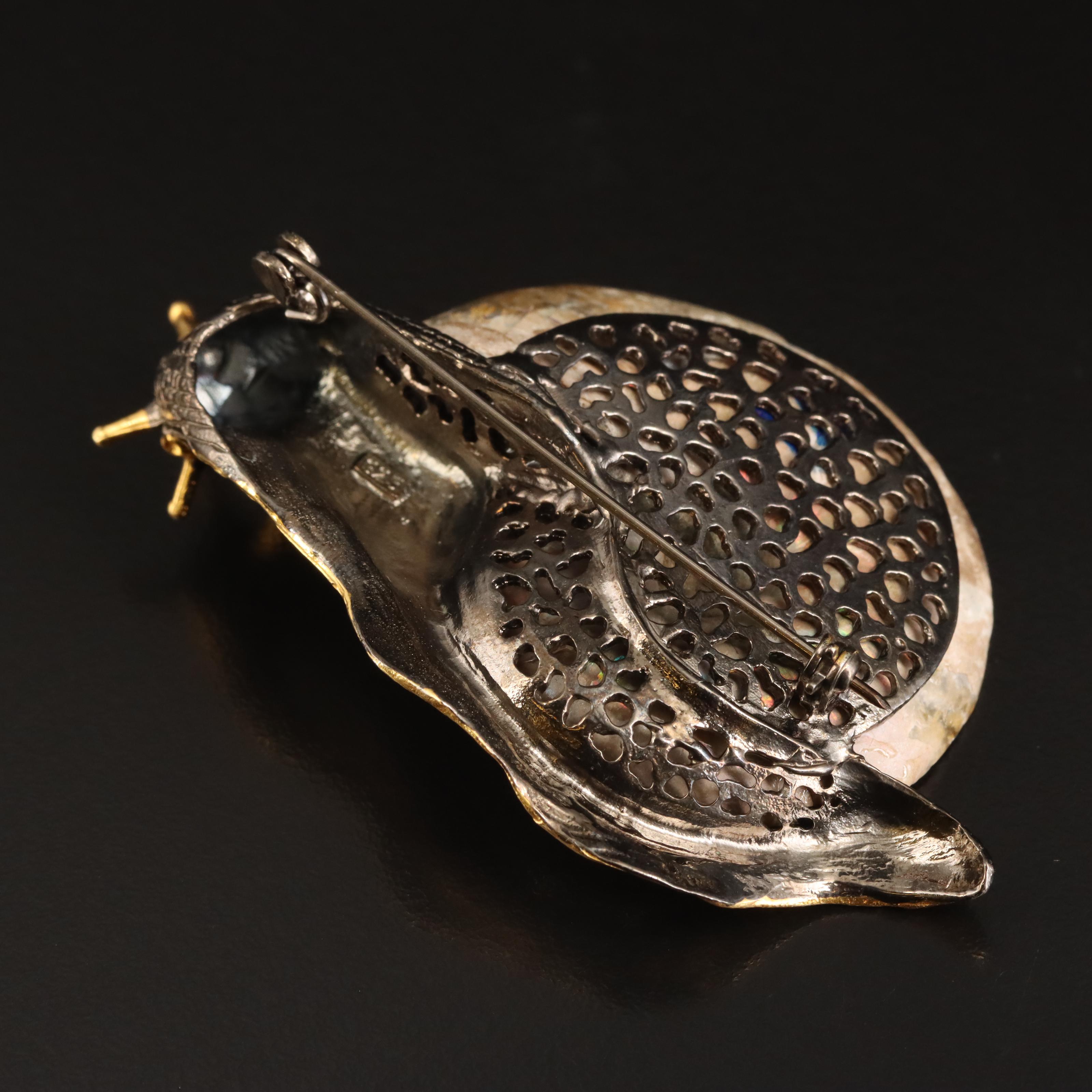 Sterling Ammonite Snail Brooch