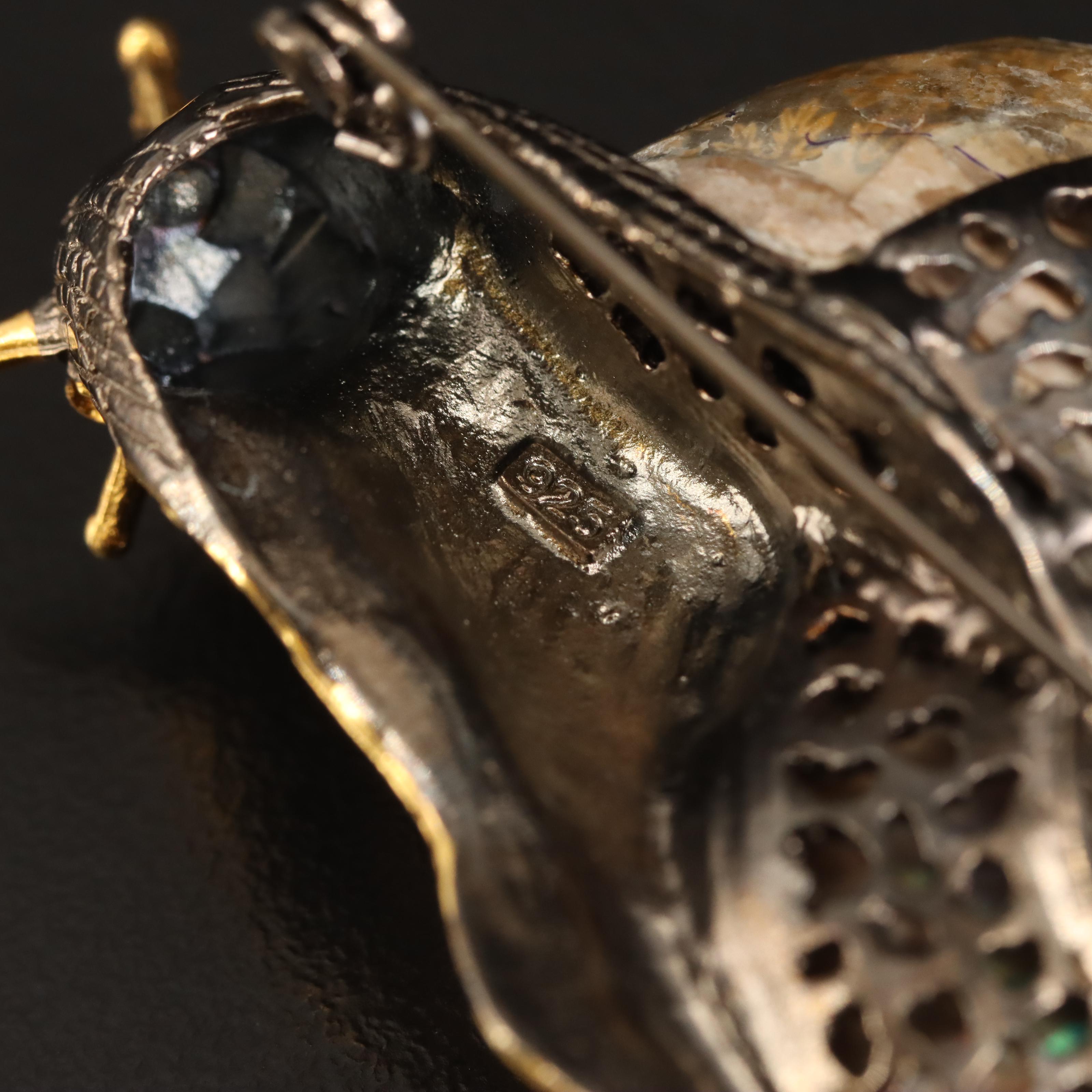 Sterling Ammonite Snail Brooch