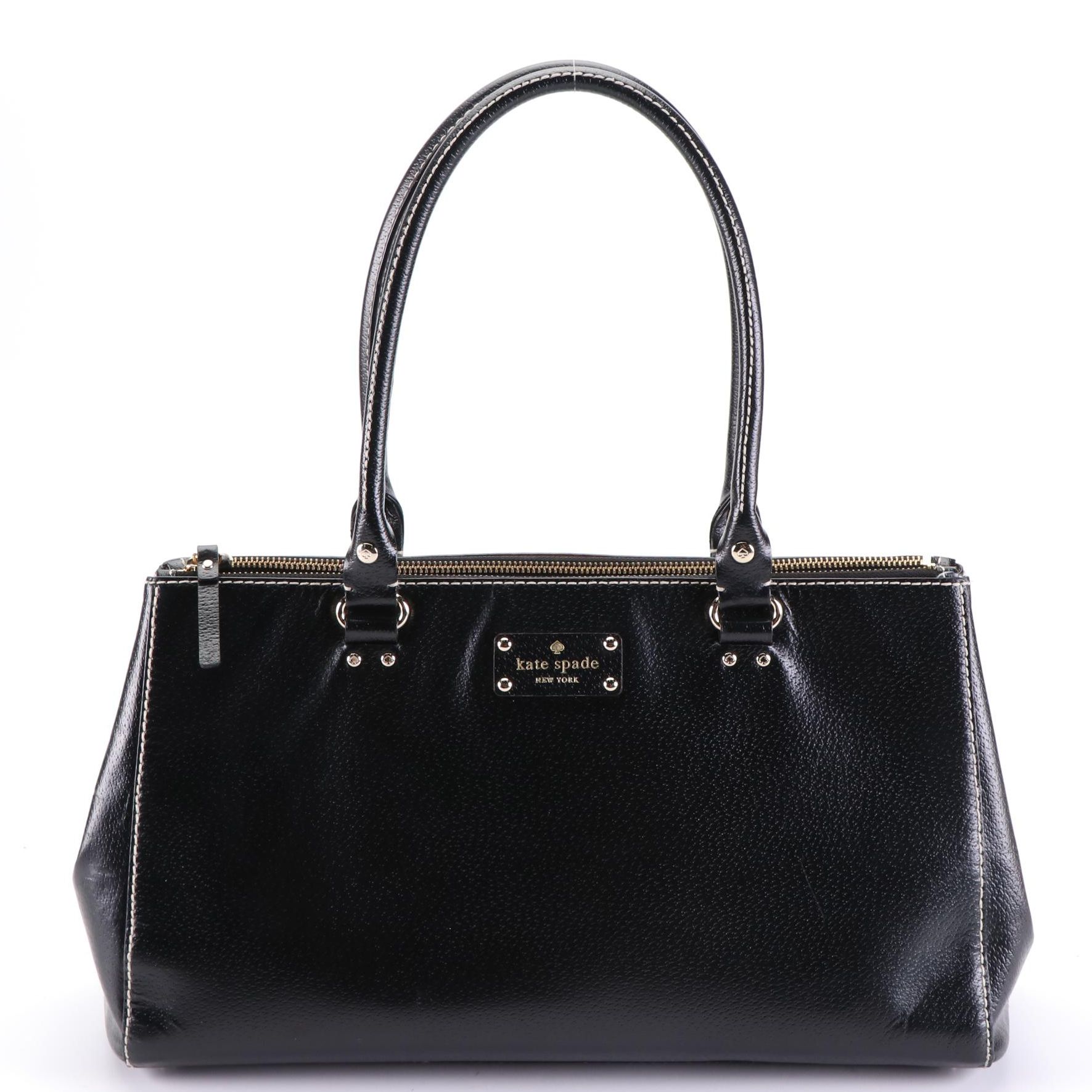 Kate Spade East-West Double Zip Tote Bag in Black Leather
