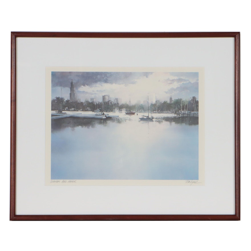 Tom Lynch Offset Lithograph "Burnham Park Harbor"