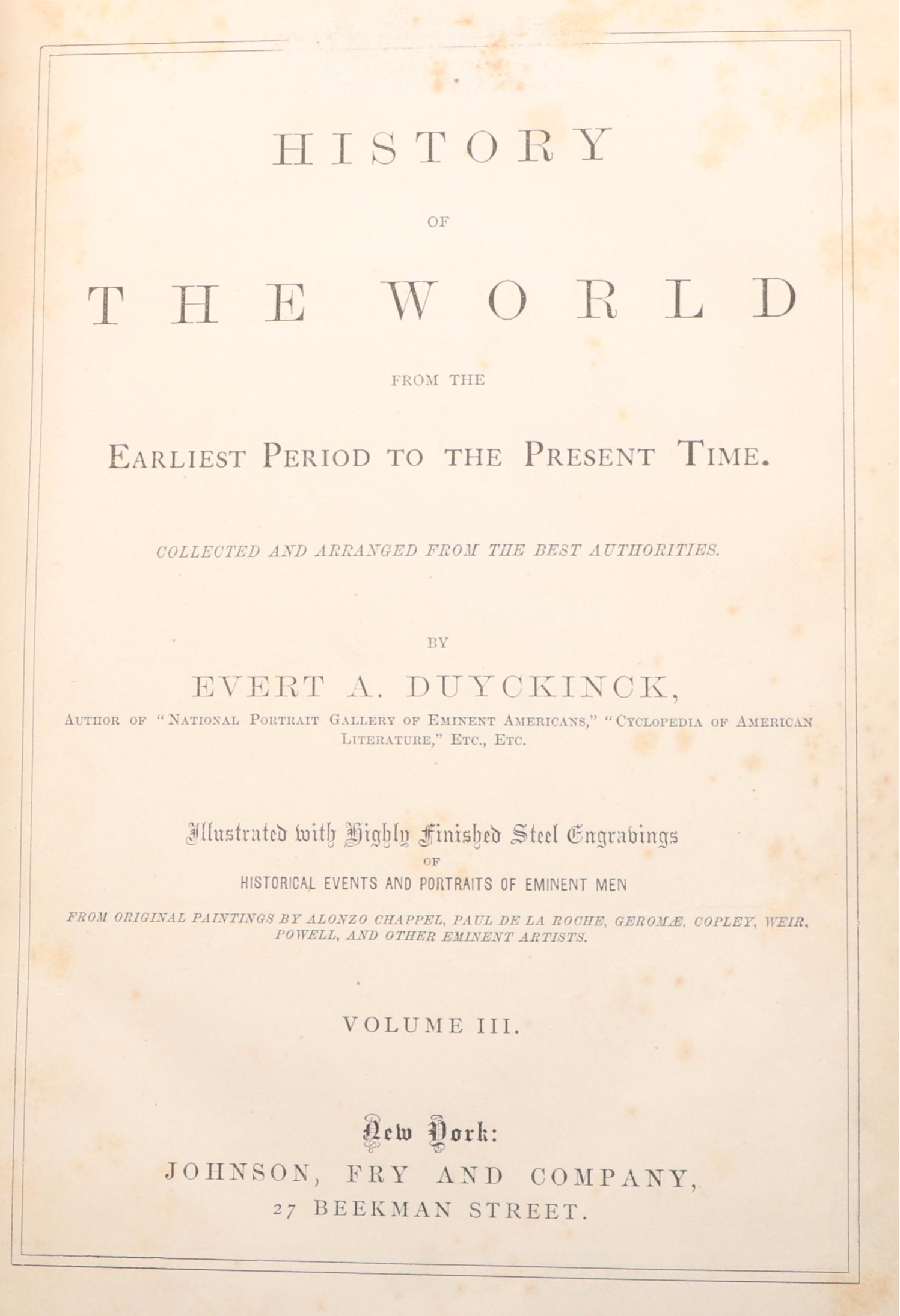 "History of the World" Four-Volume Set by Evert A. Duycknick, 1869