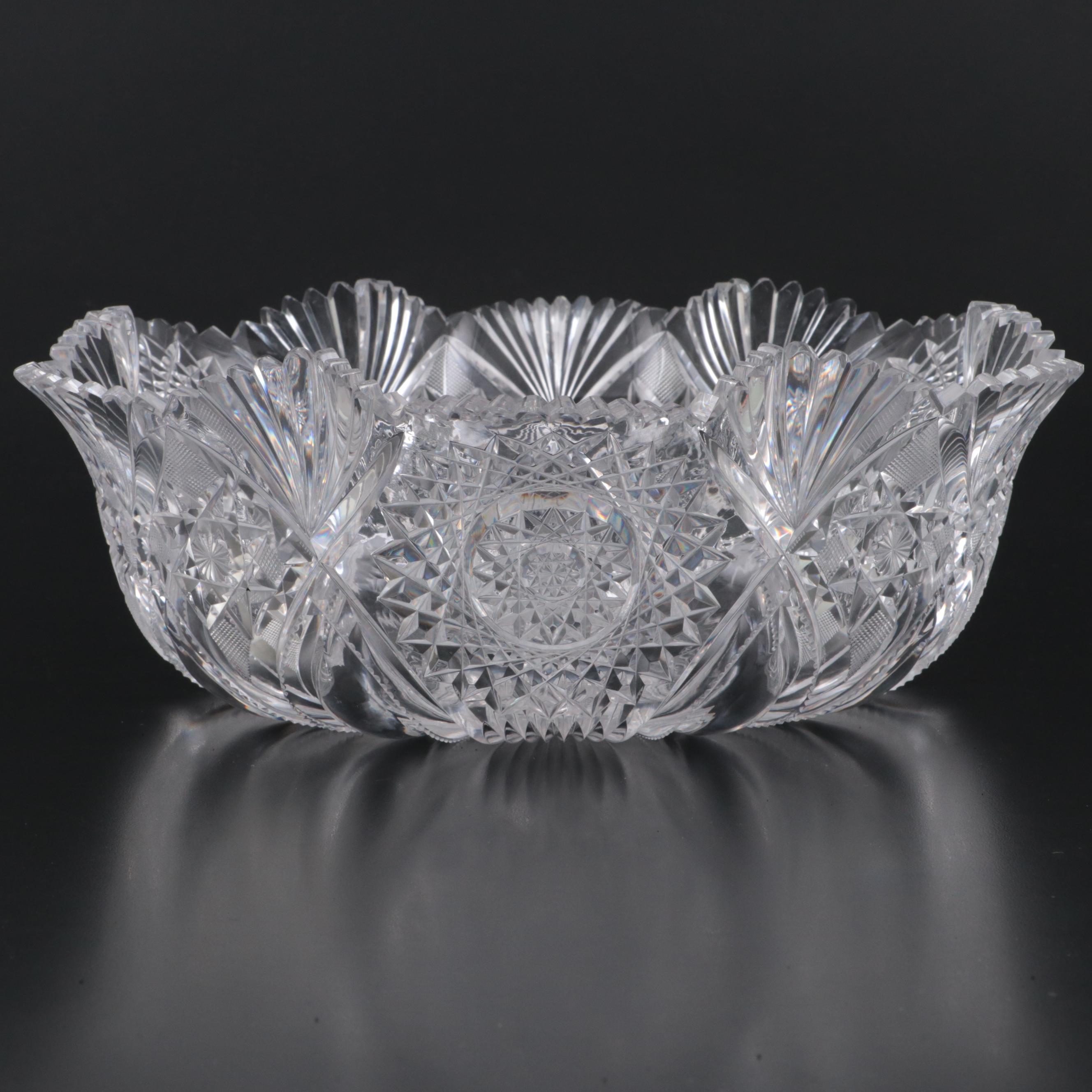 L. Straus & Sons "Ducal" American Brilliant Cut Glass Scalloped Bowl
