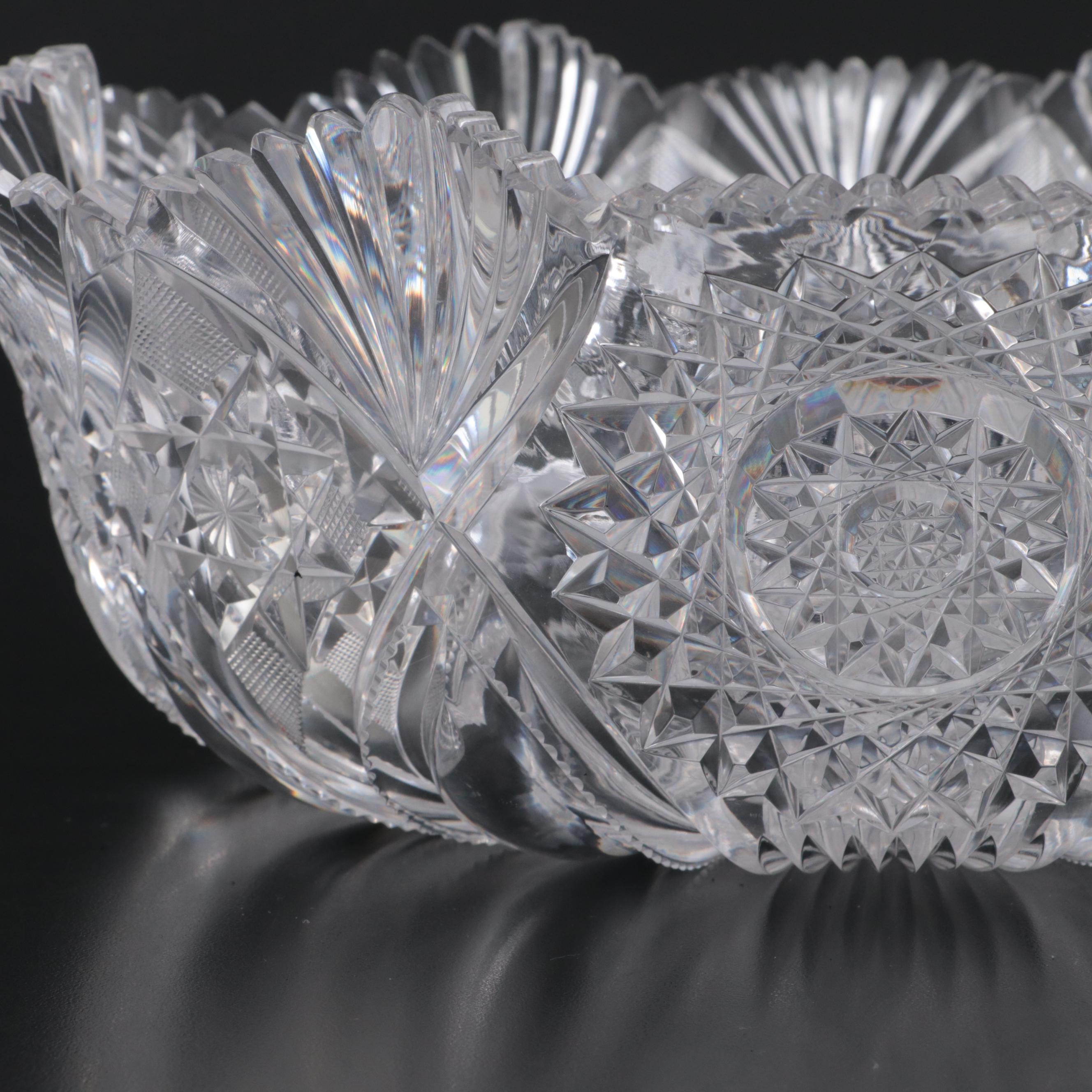 L. Straus & Sons "Ducal" American Brilliant Cut Glass Scalloped Bowl