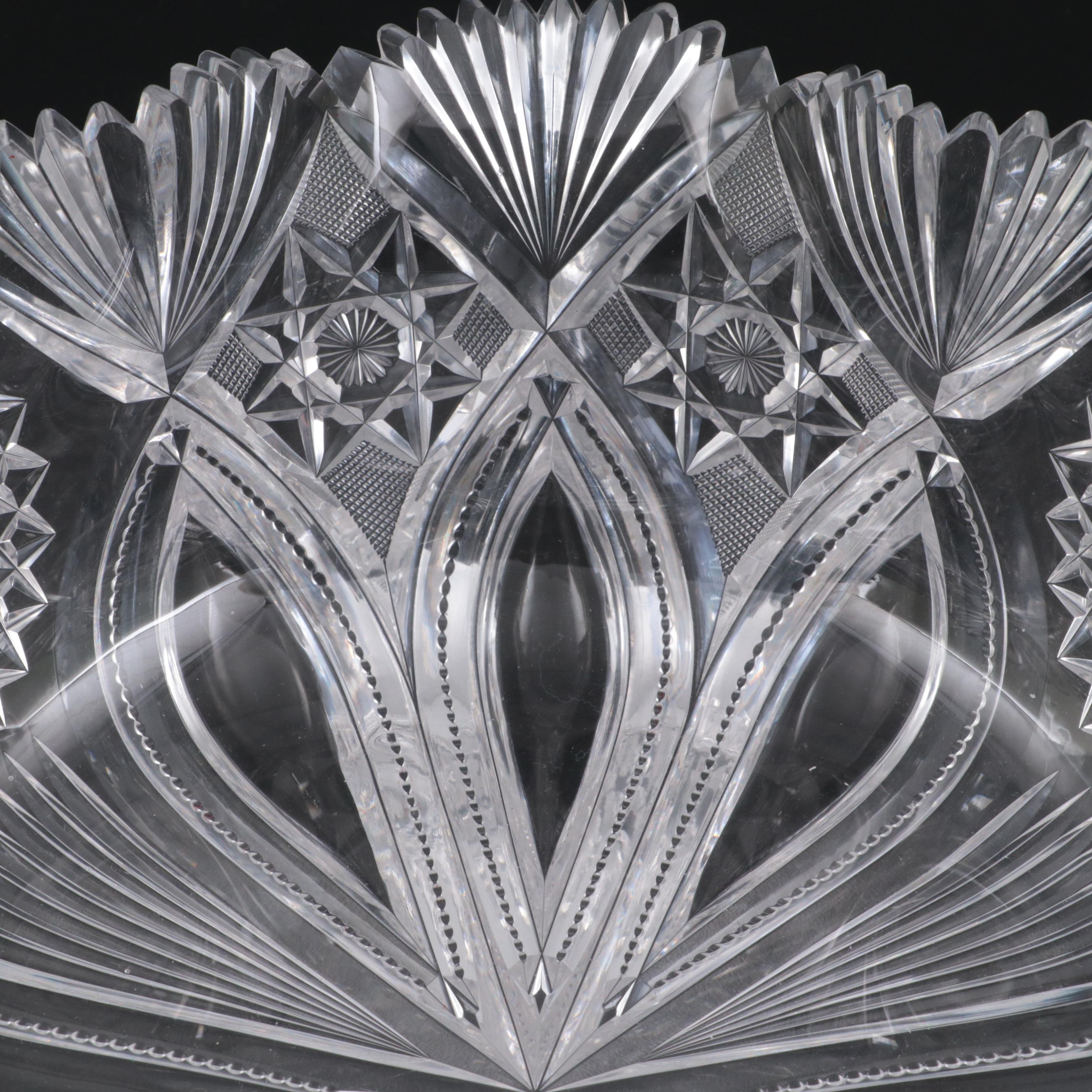 L. Straus & Sons "Ducal" American Brilliant Cut Glass Scalloped Bowl