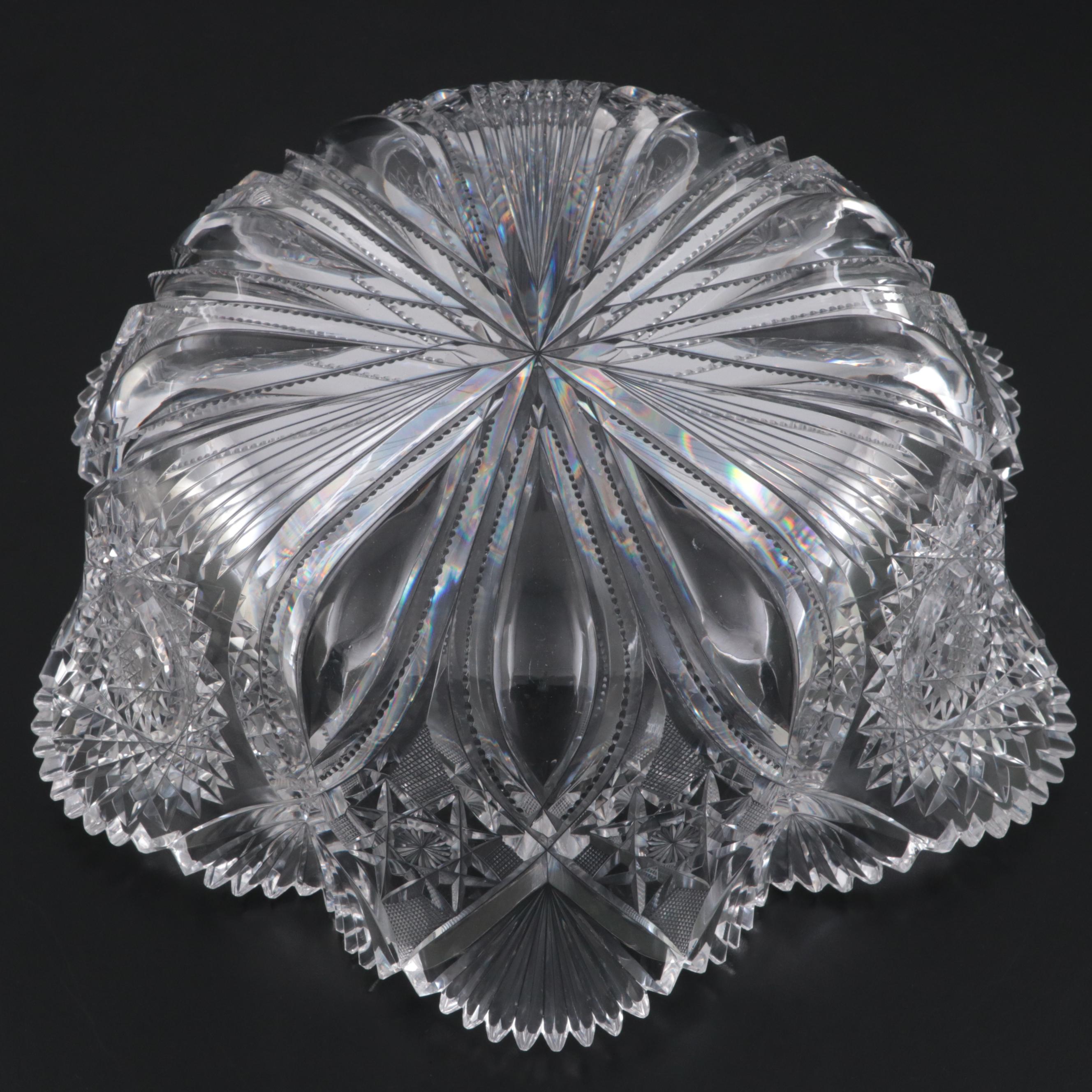 L. Straus & Sons "Ducal" American Brilliant Cut Glass Scalloped Bowl