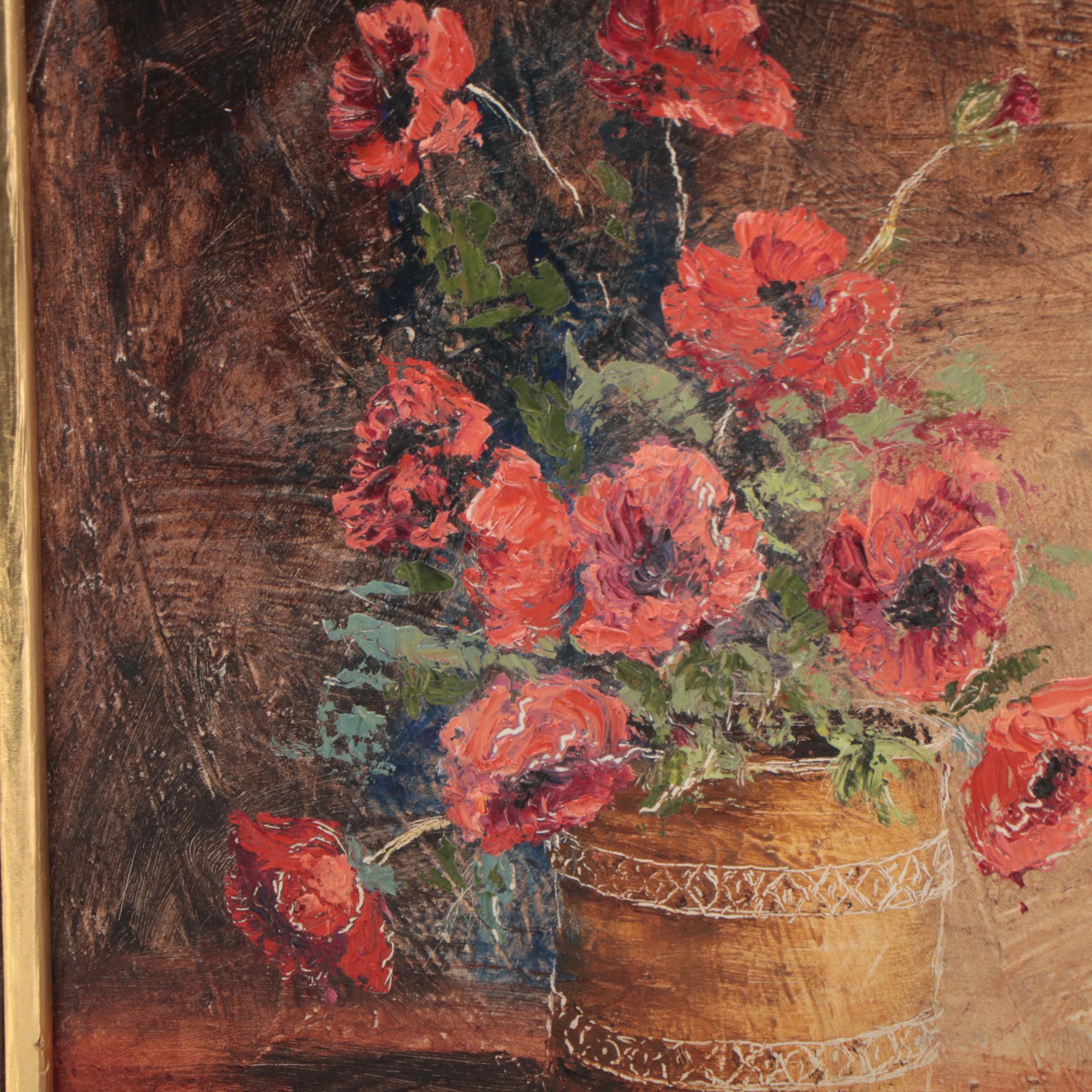 Dorothy Hibbs Floral Still Life Oil Painting "Poppy Show," 1968