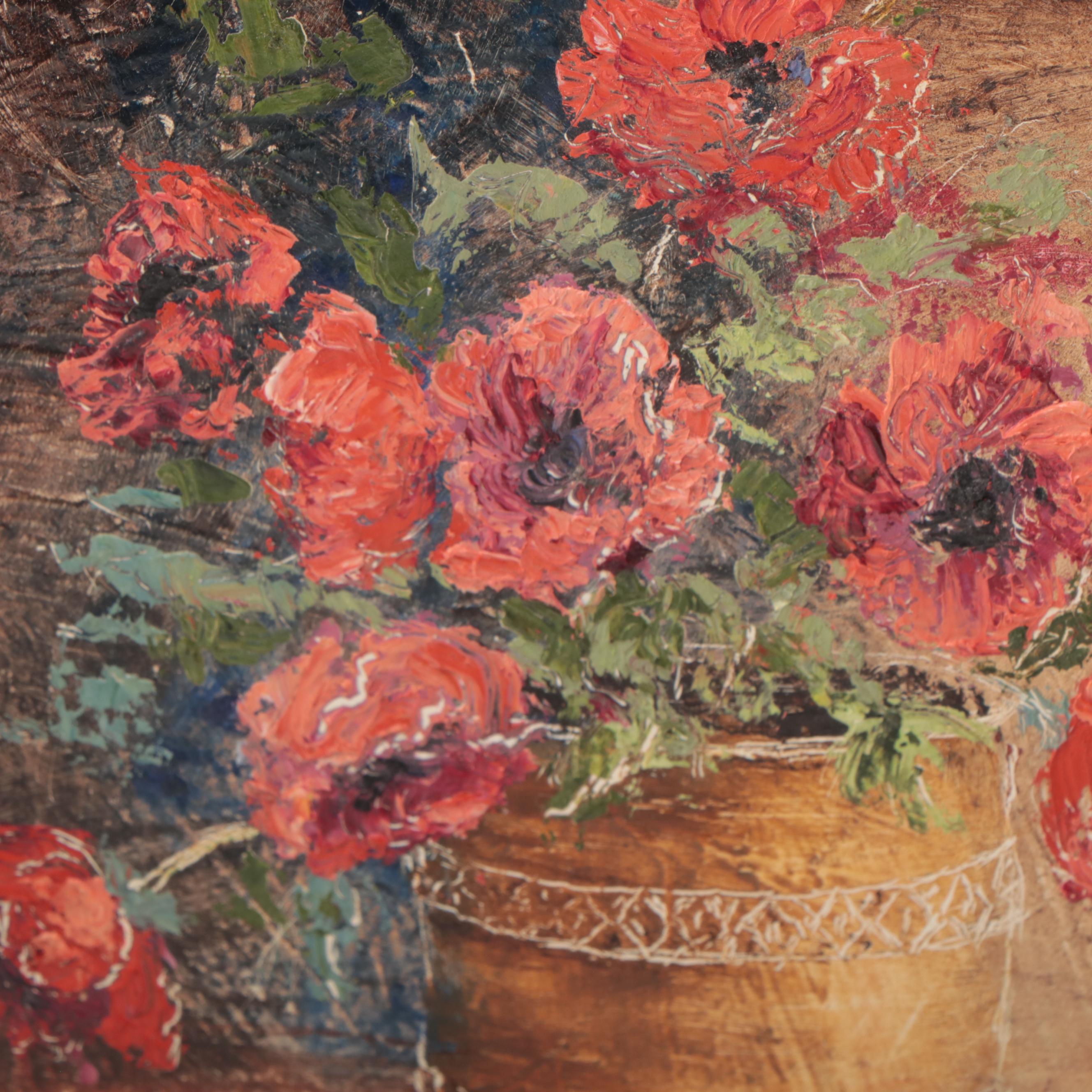 Dorothy Hibbs Floral Still Life Oil Painting "Poppy Show," 1968