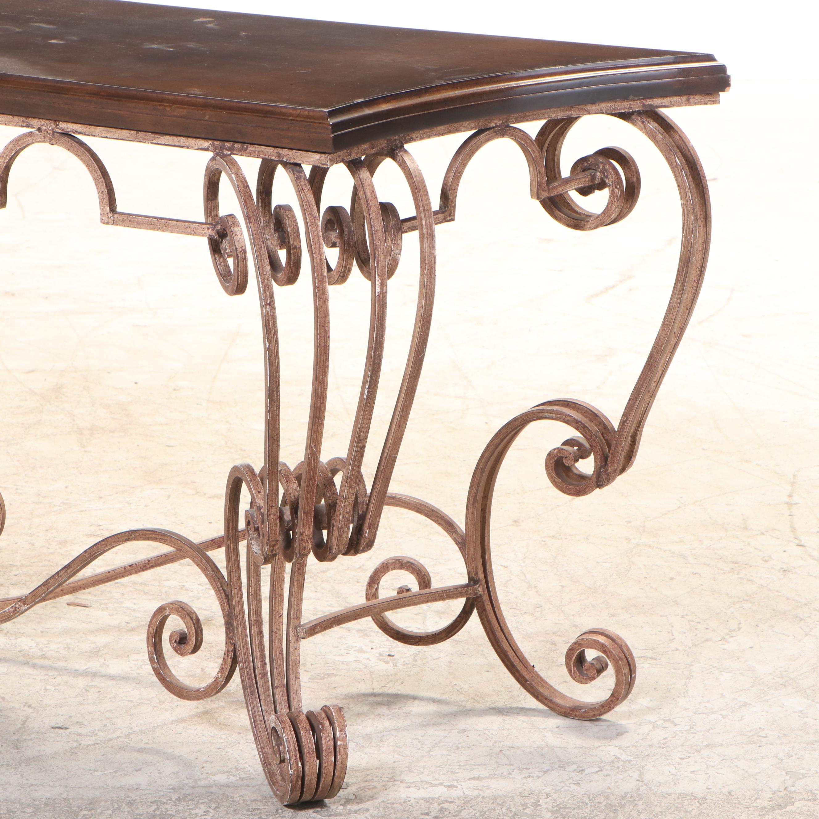 French Style Wrought Iron Console Table