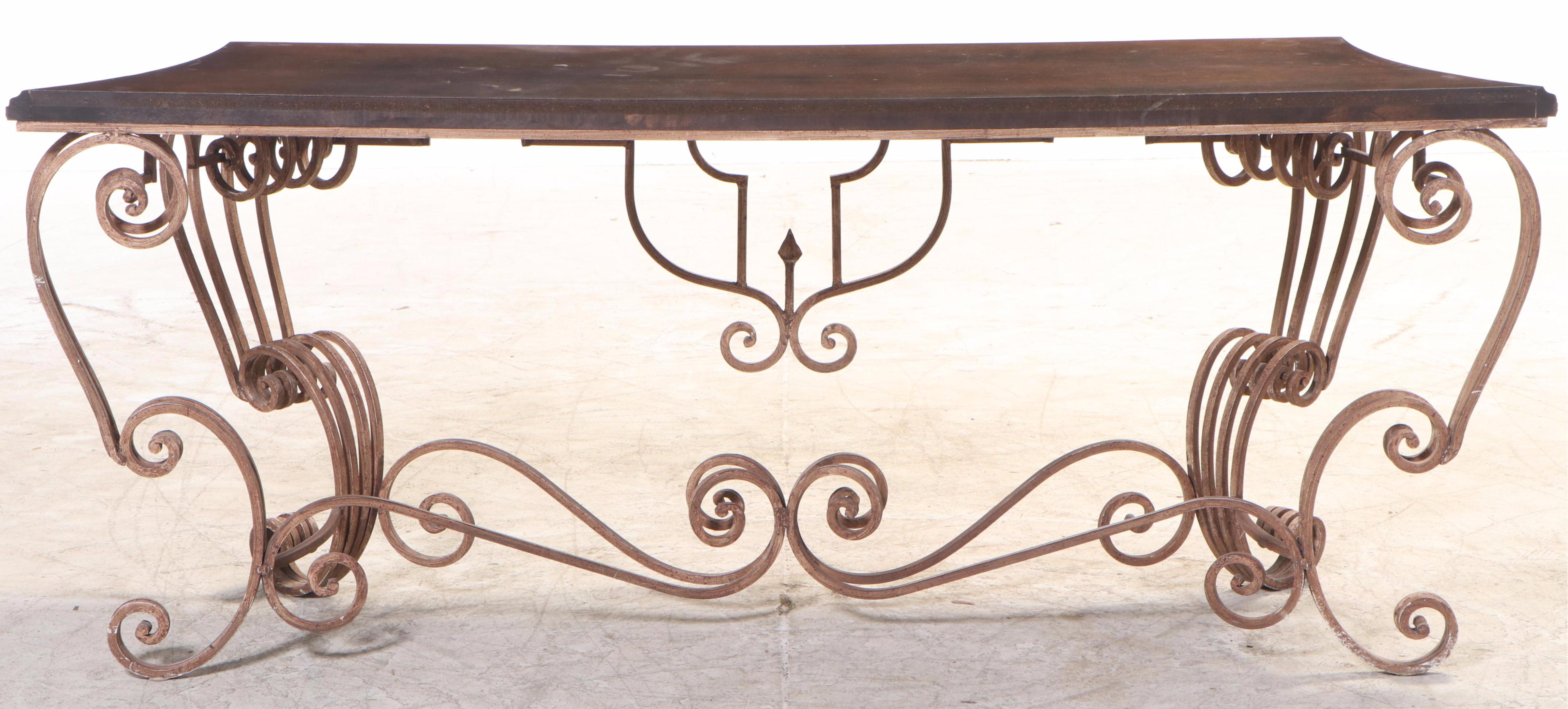 French Style Wrought Iron Console Table