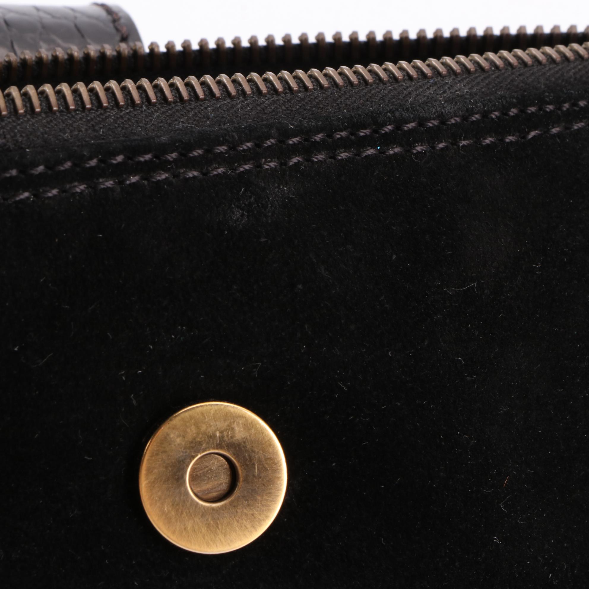 Valentino Small Shoulder Bag in Suede and Embossed Leather Trim