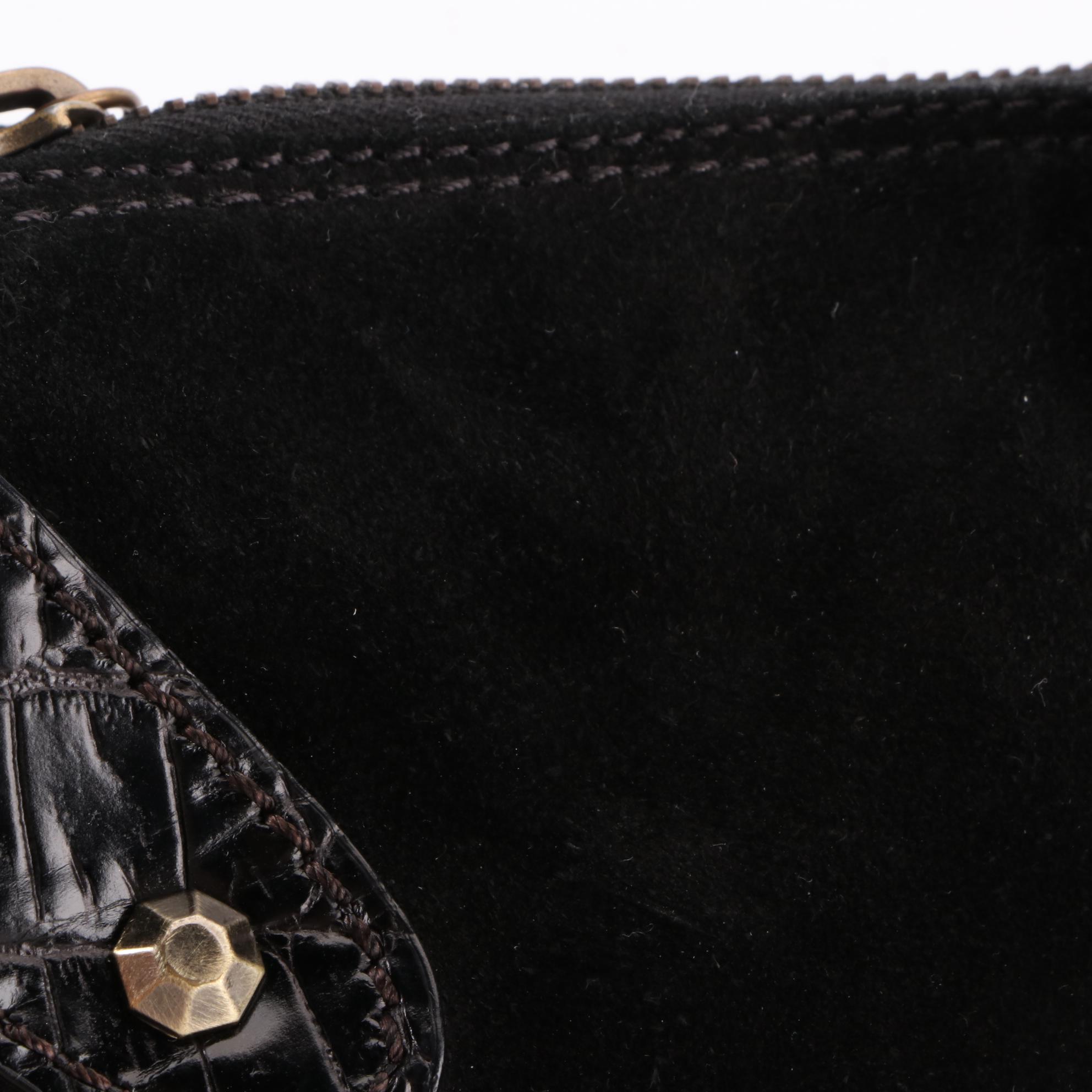 Valentino Small Shoulder Bag in Suede and Embossed Leather Trim