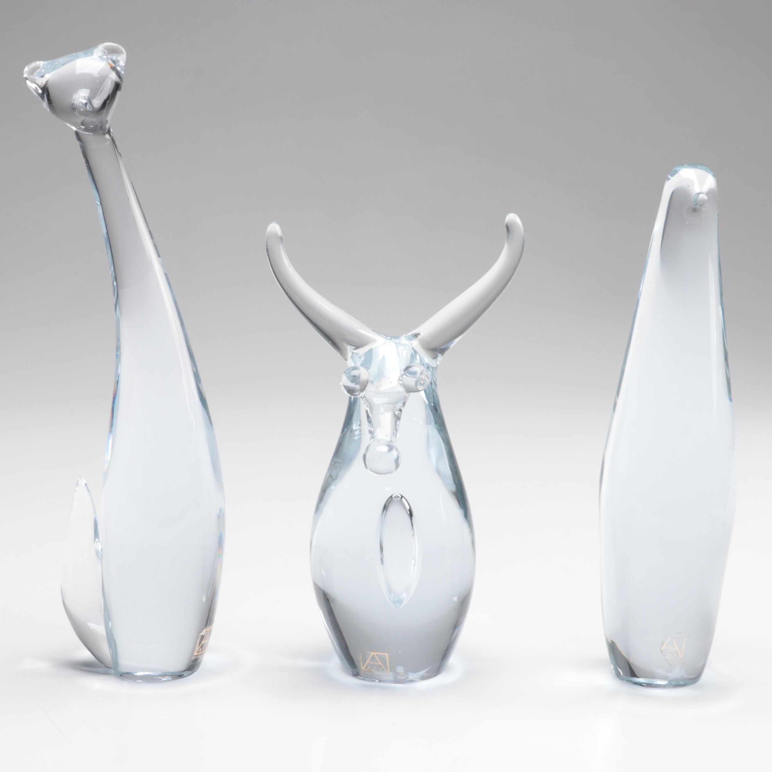 Miloslav Janků for Železnobrodské Sklo Handcrafted Czech Glass Animal Figurines