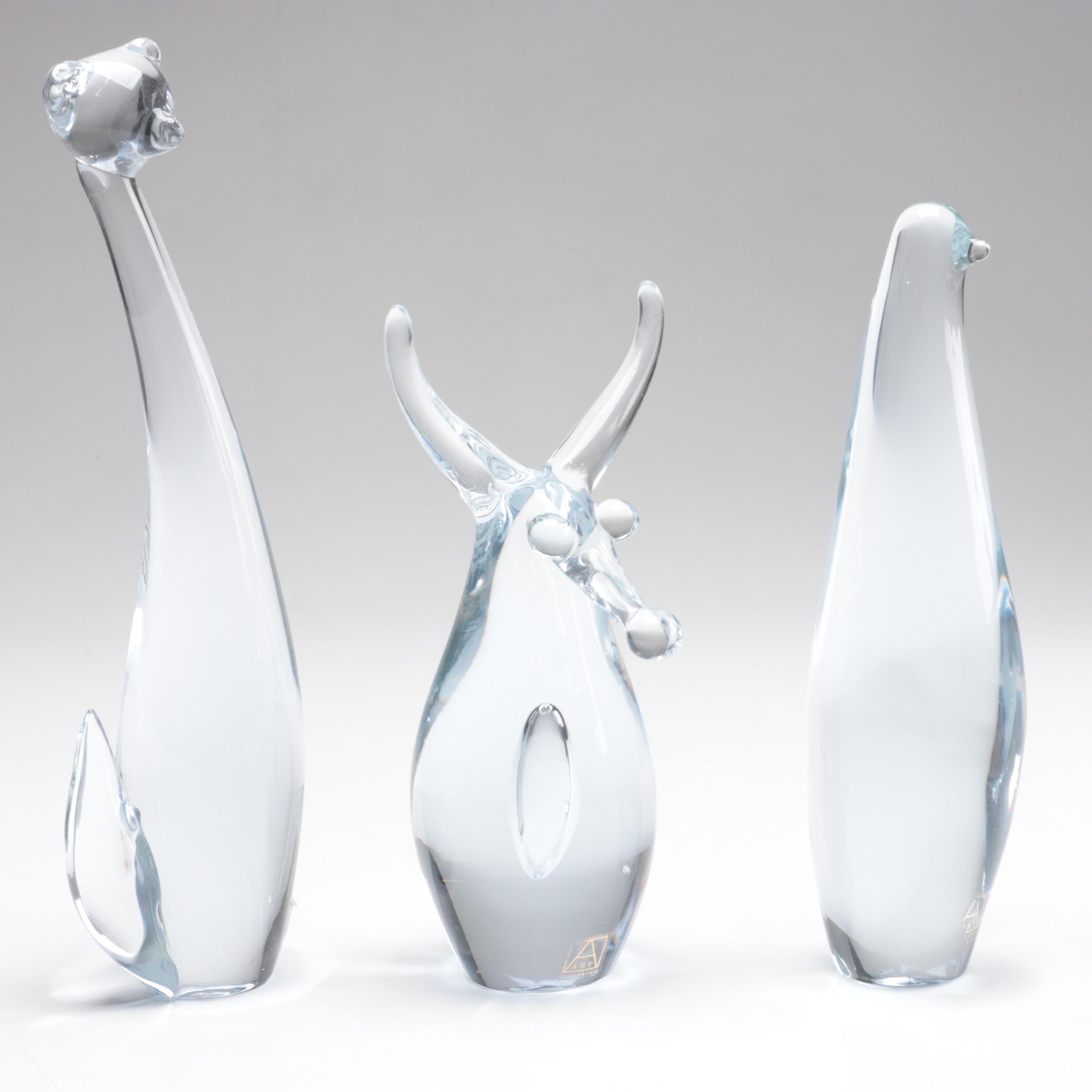 Miloslav Janků for Železnobrodské Sklo Handcrafted Czech Glass Animal Figurines