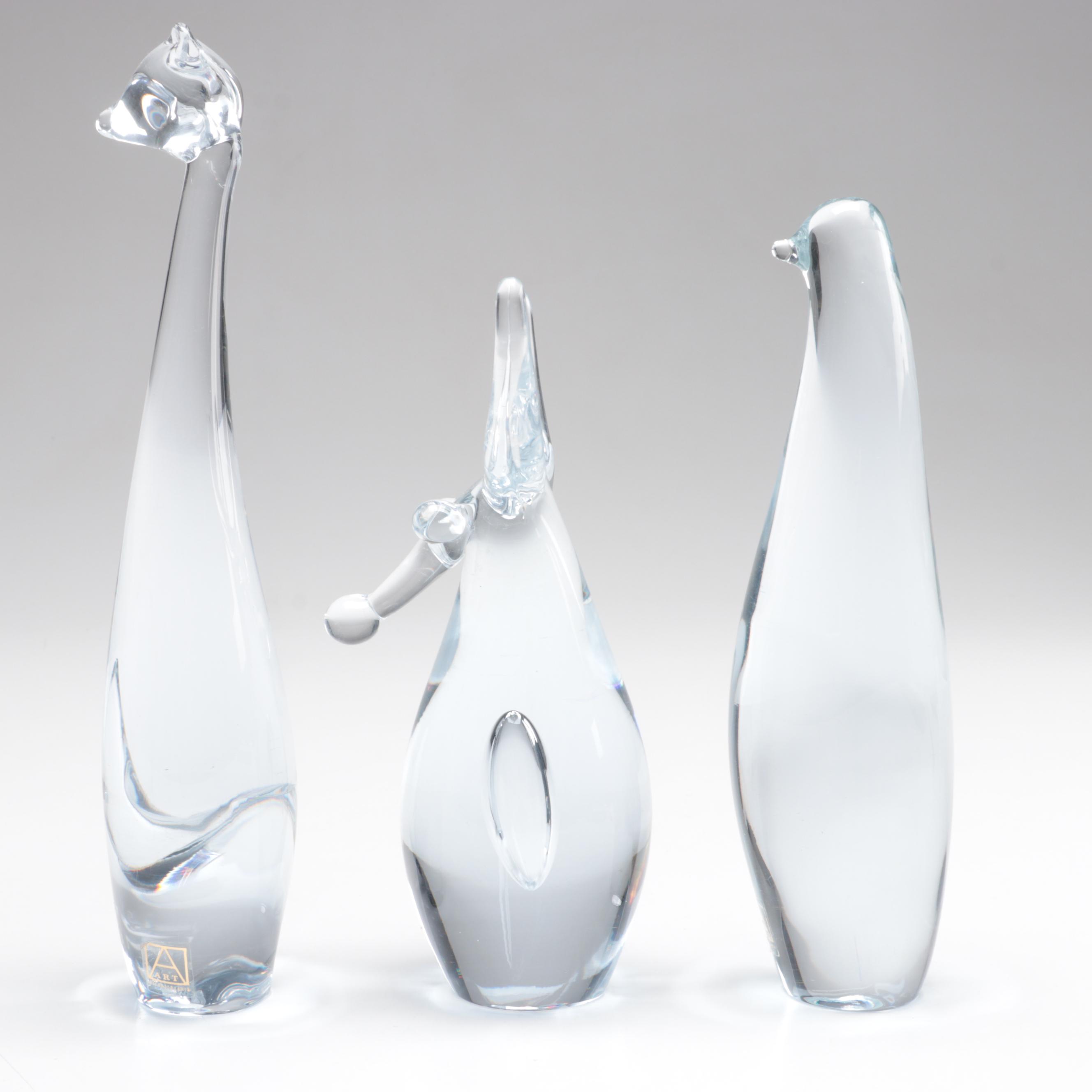 Miloslav Janků for Železnobrodské Sklo Handcrafted Czech Glass Animal Figurines