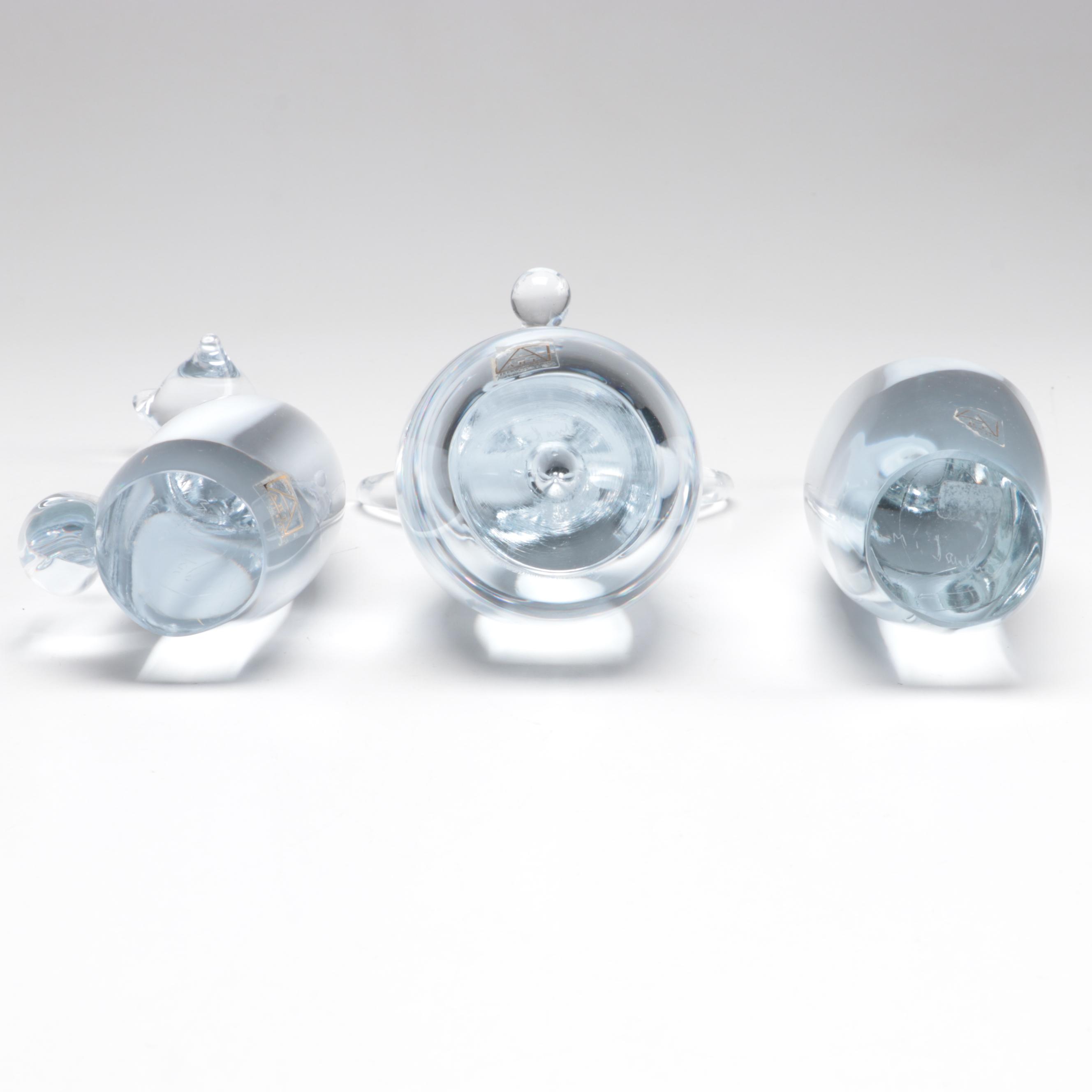 Miloslav Janků for Železnobrodské Sklo Handcrafted Czech Glass Animal Figurines