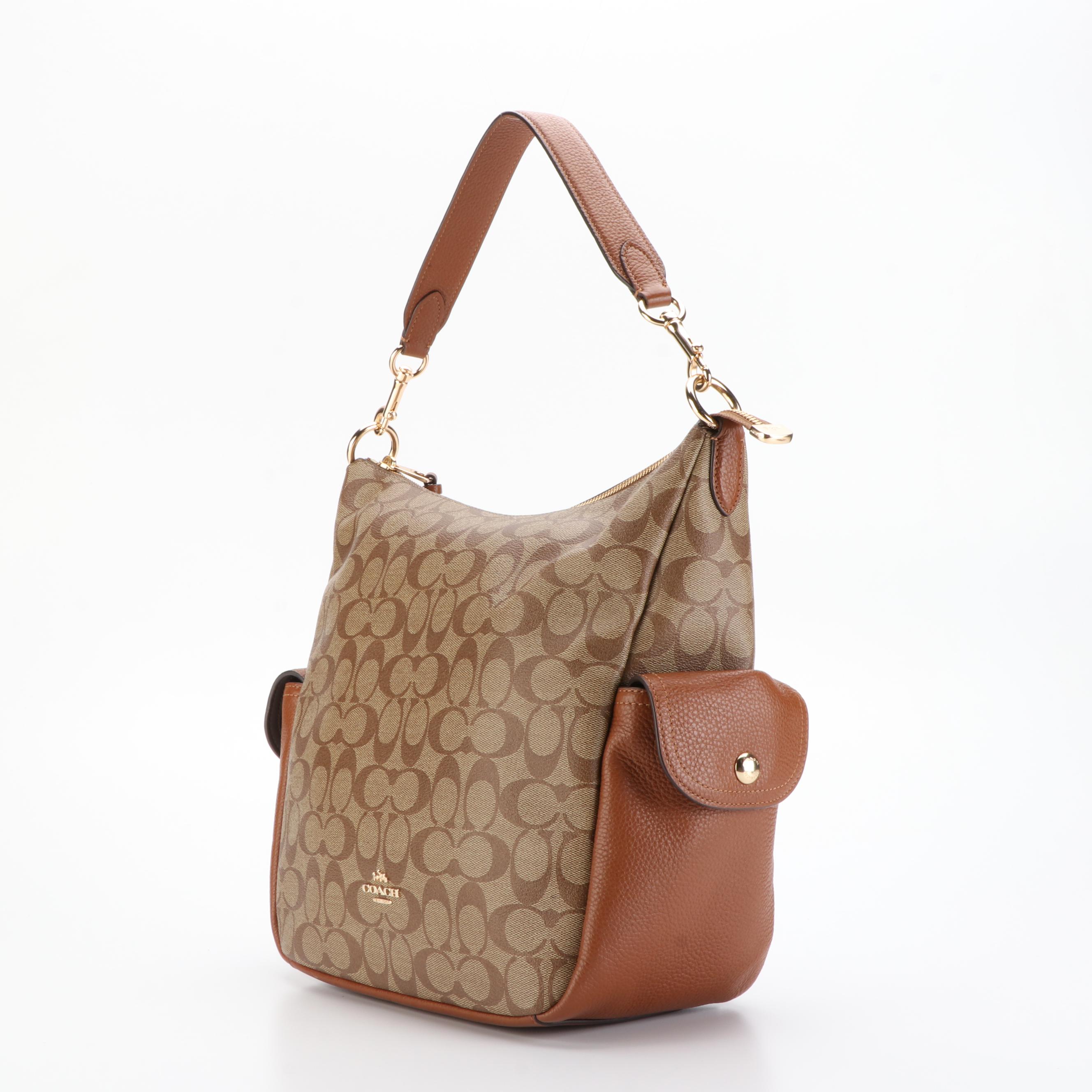 Coach Pennie Shoulder Bag and Wristlet in Signature Coated Canvas and Leather