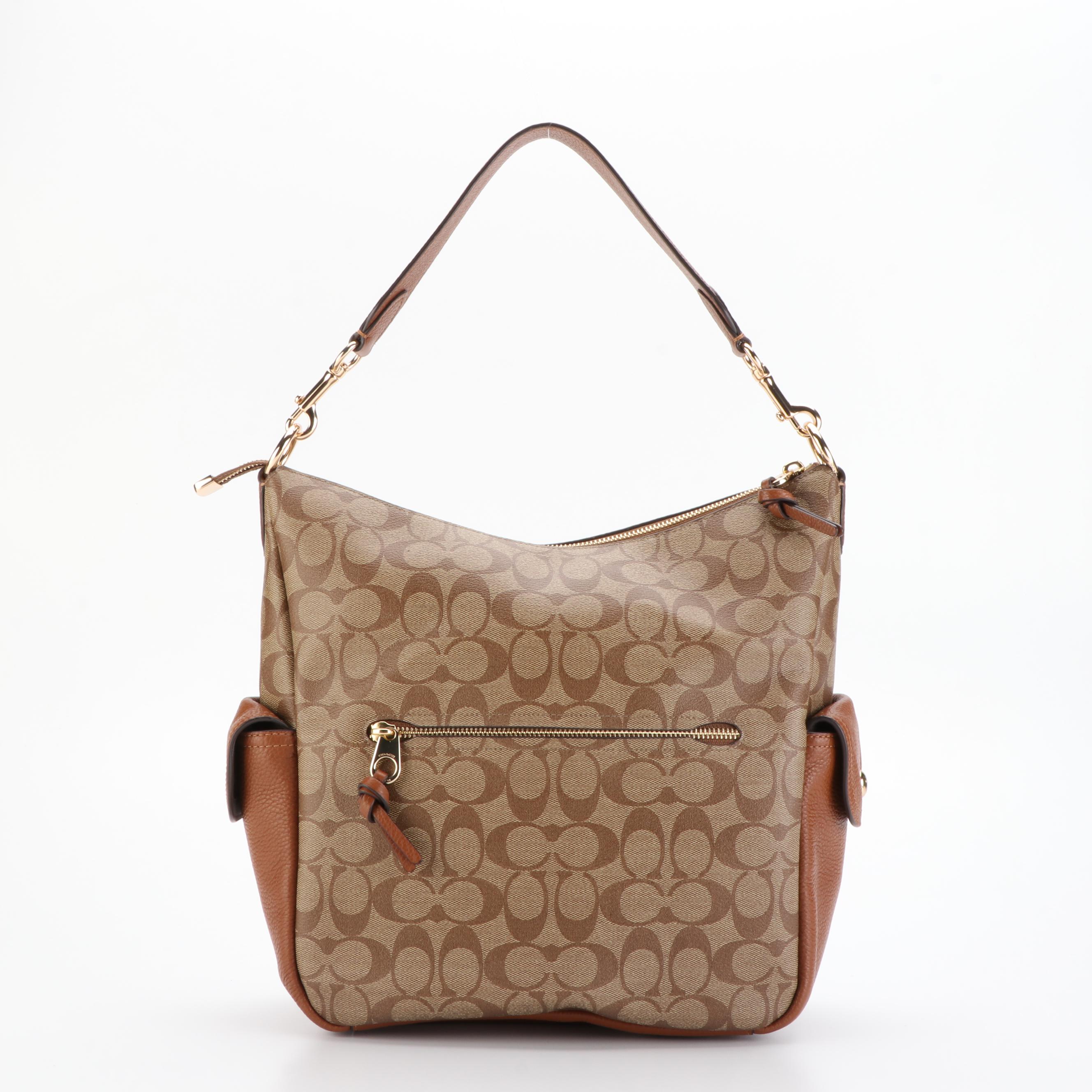 Coach Pennie Shoulder Bag and Wristlet in Signature Coated Canvas and Leather
