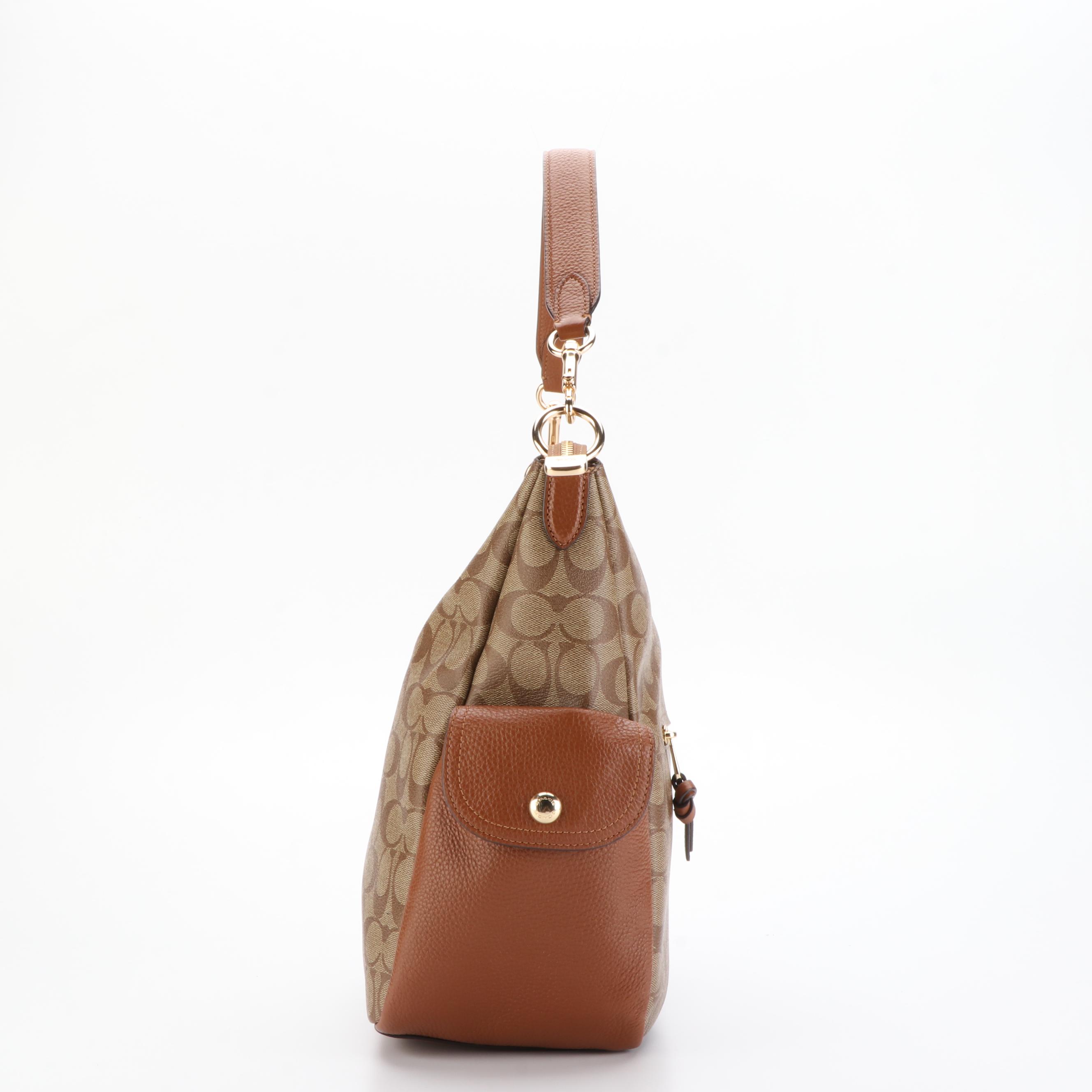 Coach Pennie Shoulder Bag and Wristlet in Signature Coated Canvas and Leather