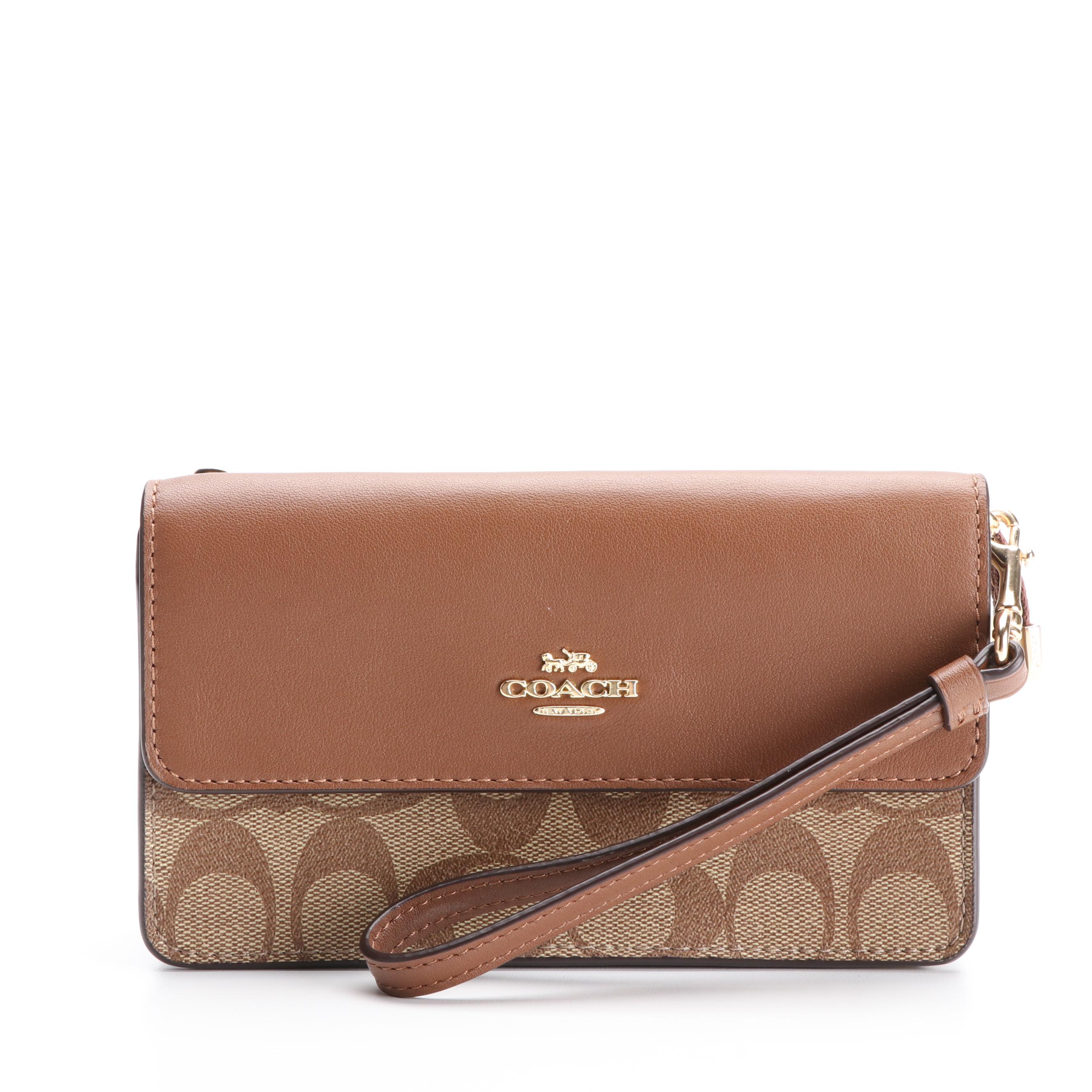 Coach Pennie Shoulder Bag and Wristlet in Signature Coated Canvas and Leather