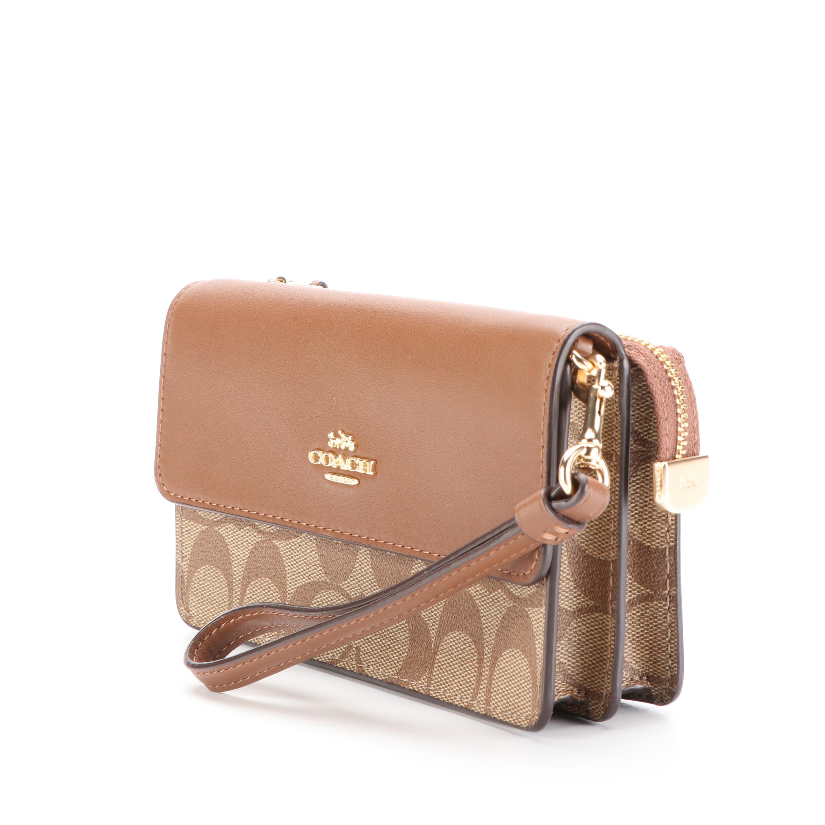 Coach Pennie Shoulder Bag and Wristlet in Signature Coated Canvas and Leather