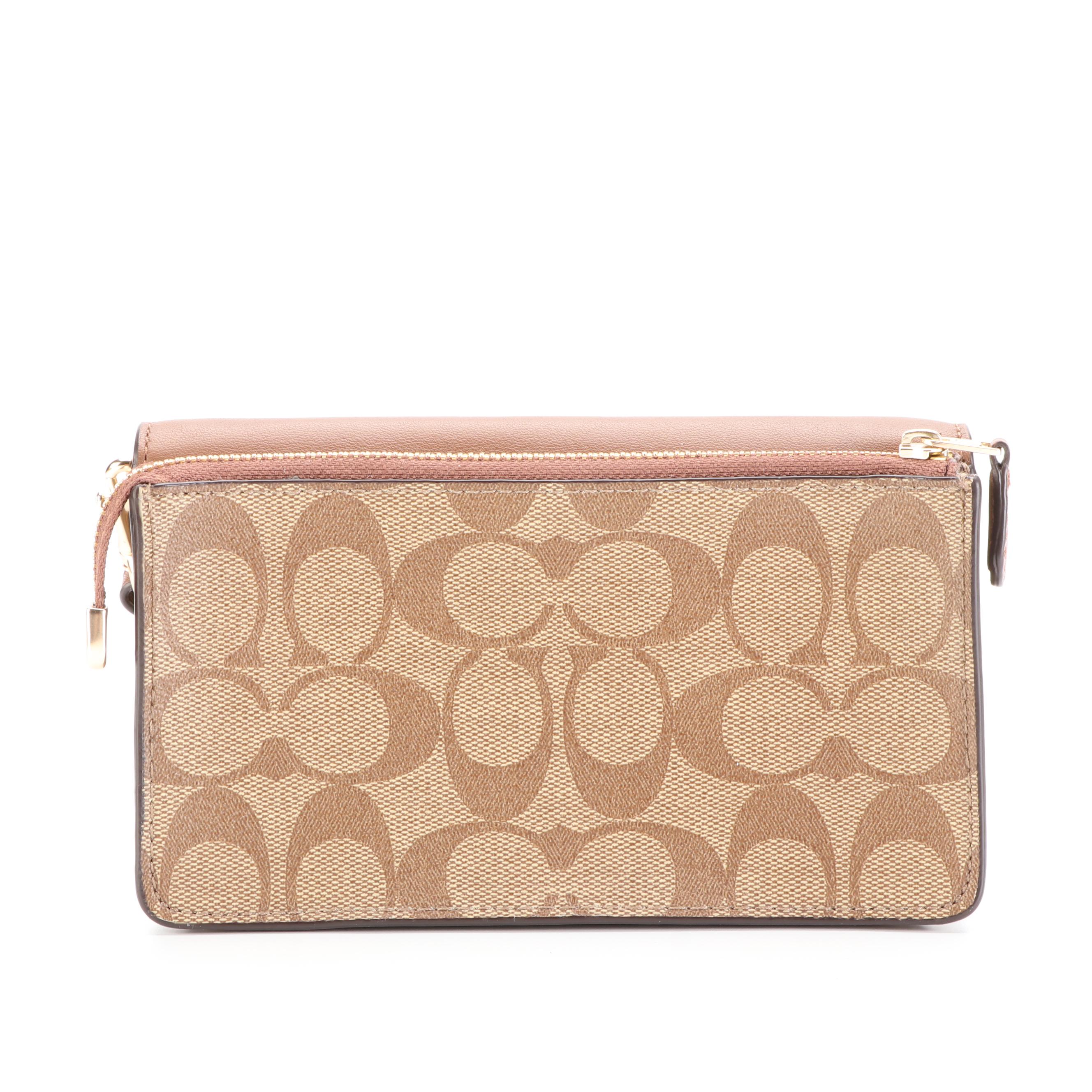 Coach Pennie Shoulder Bag and Wristlet in Signature Coated Canvas and Leather