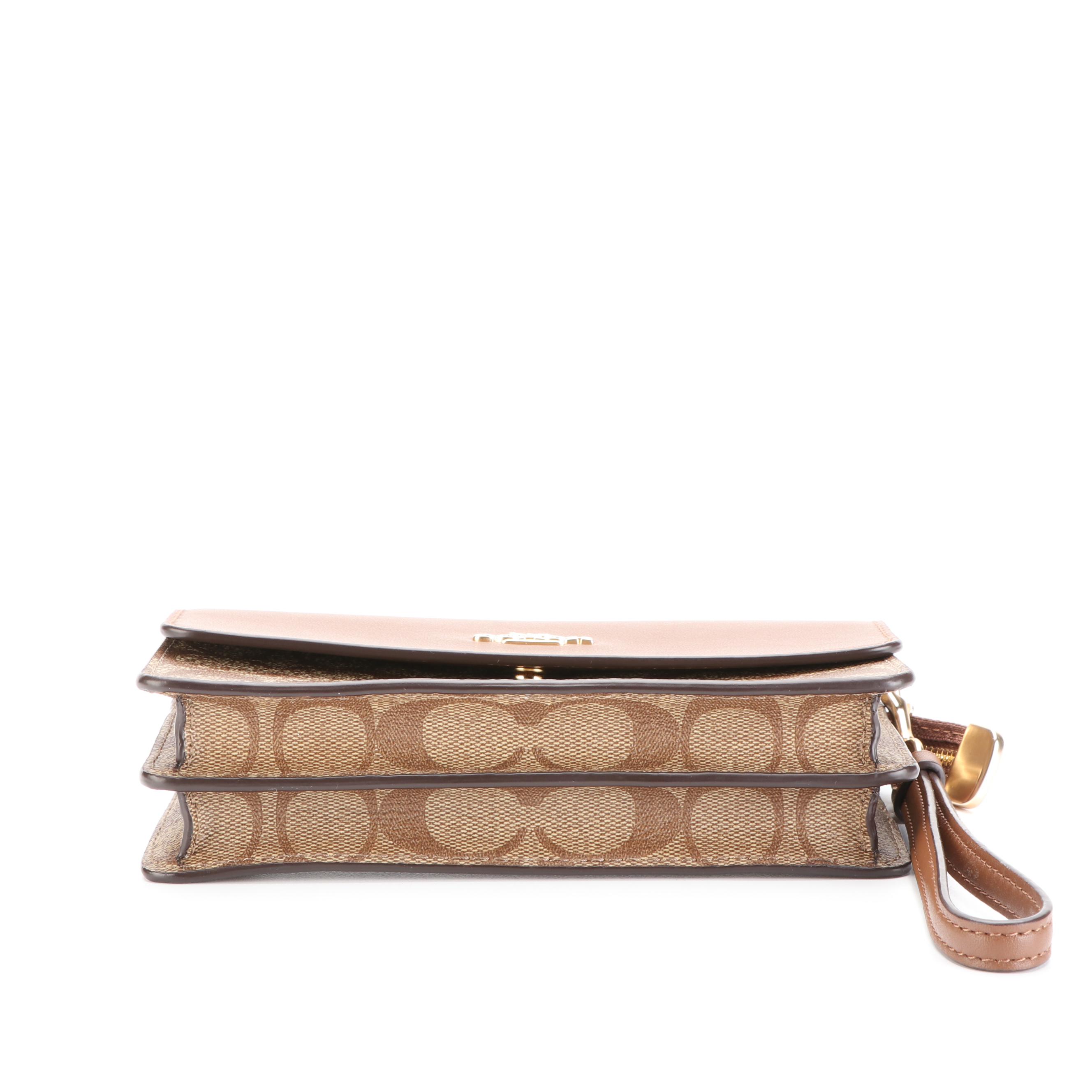 Coach Pennie Shoulder Bag and Wristlet in Signature Coated Canvas and Leather