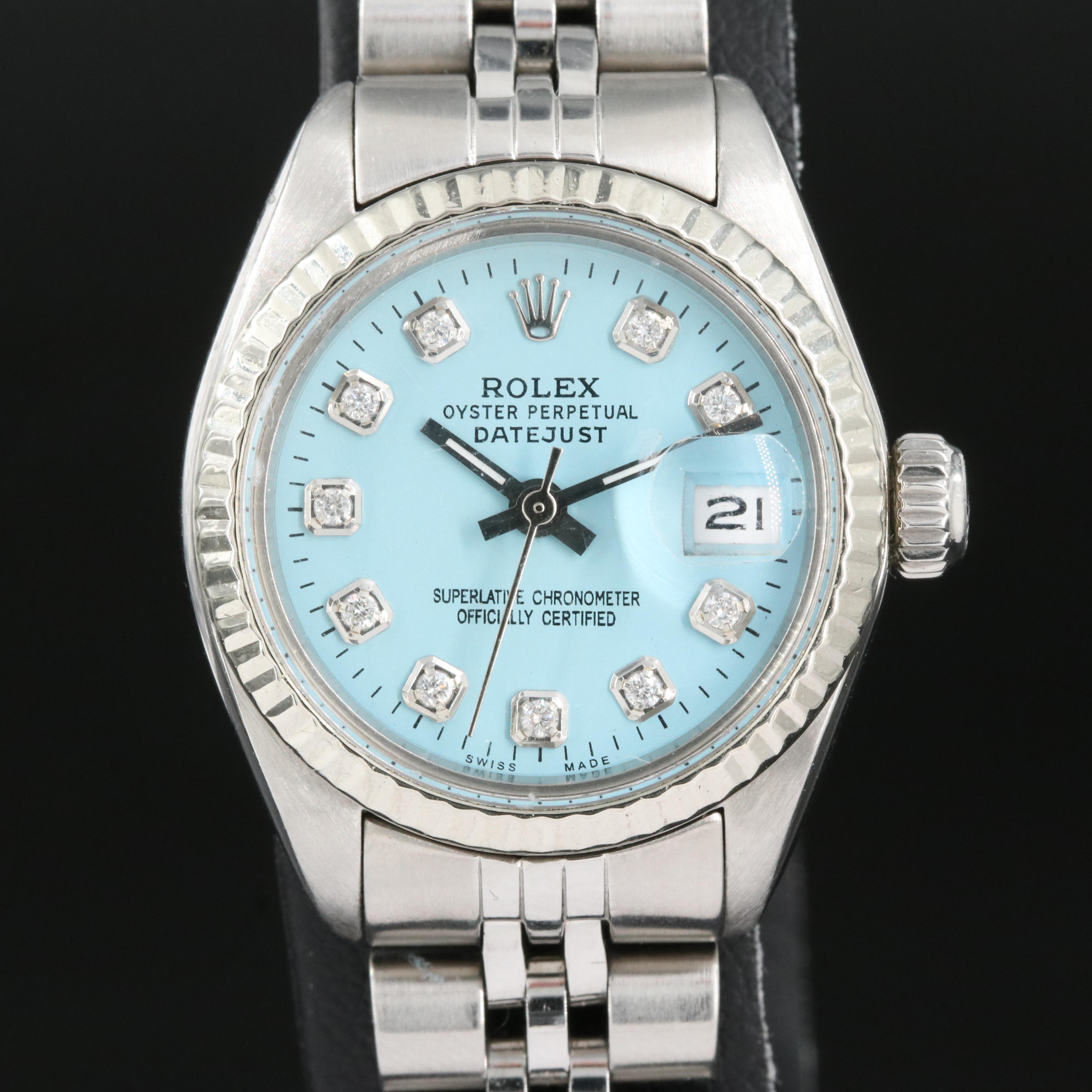 Custom Diamond Dial Rolex Oyster Perpetual Datejust Watch