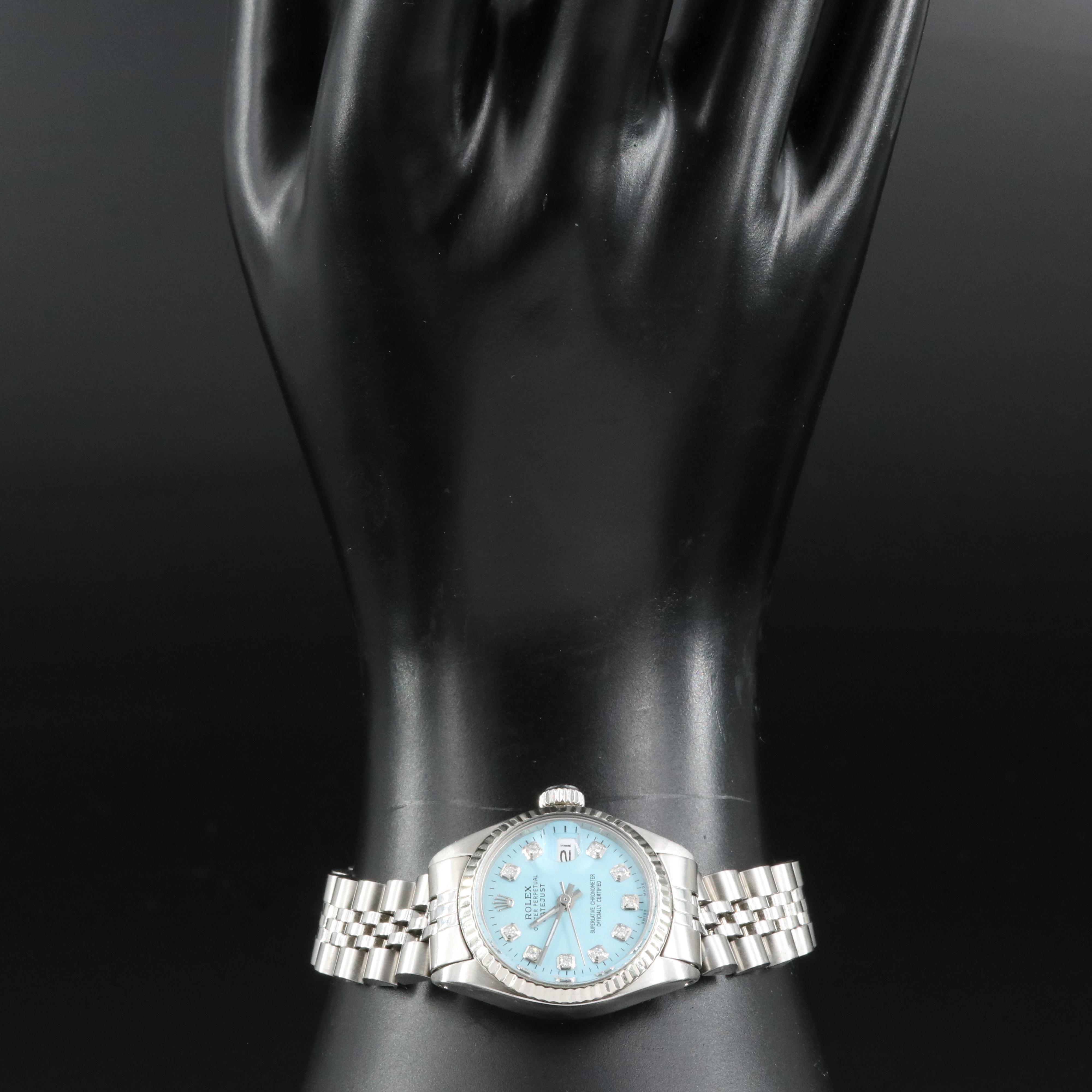 Custom Diamond Dial Rolex Oyster Perpetual Datejust Watch