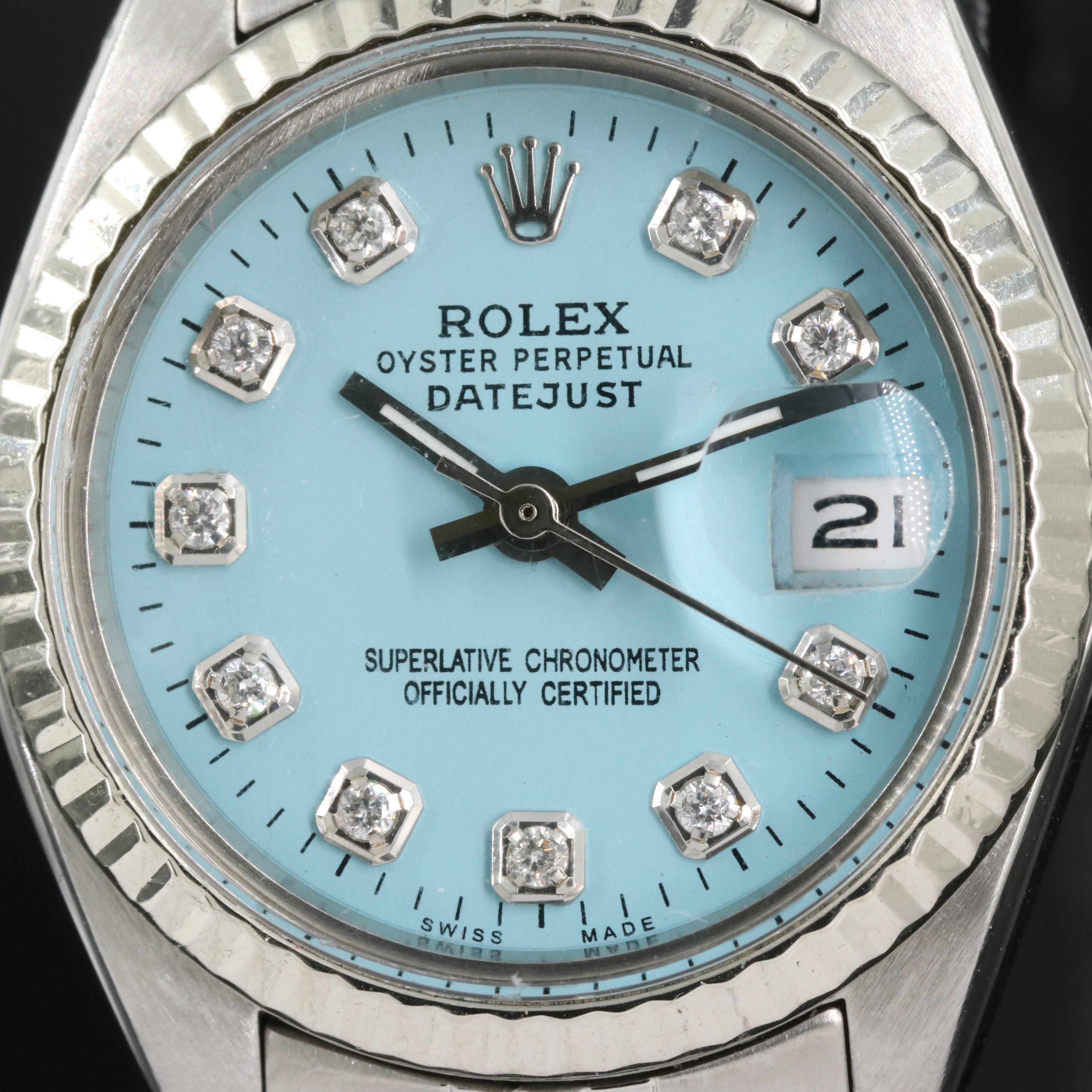 Custom Diamond Dial Rolex Oyster Perpetual Datejust Watch