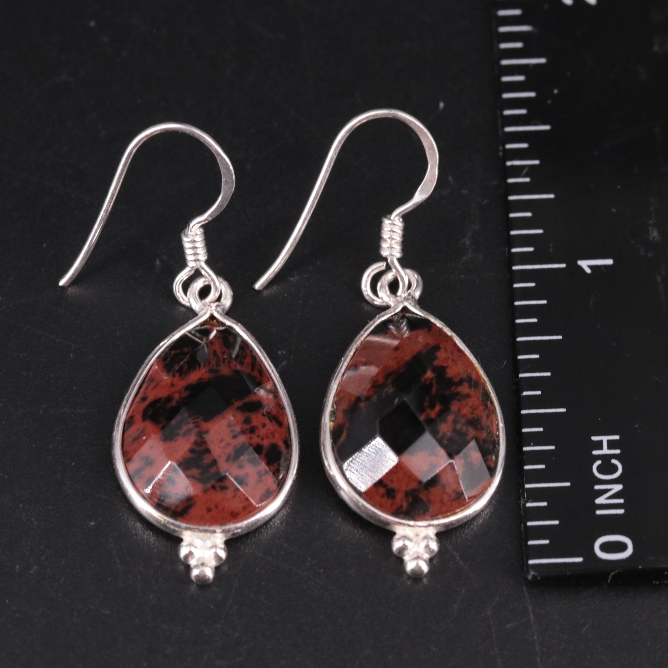 Sterling Silver Gemstone Dangle Earrings