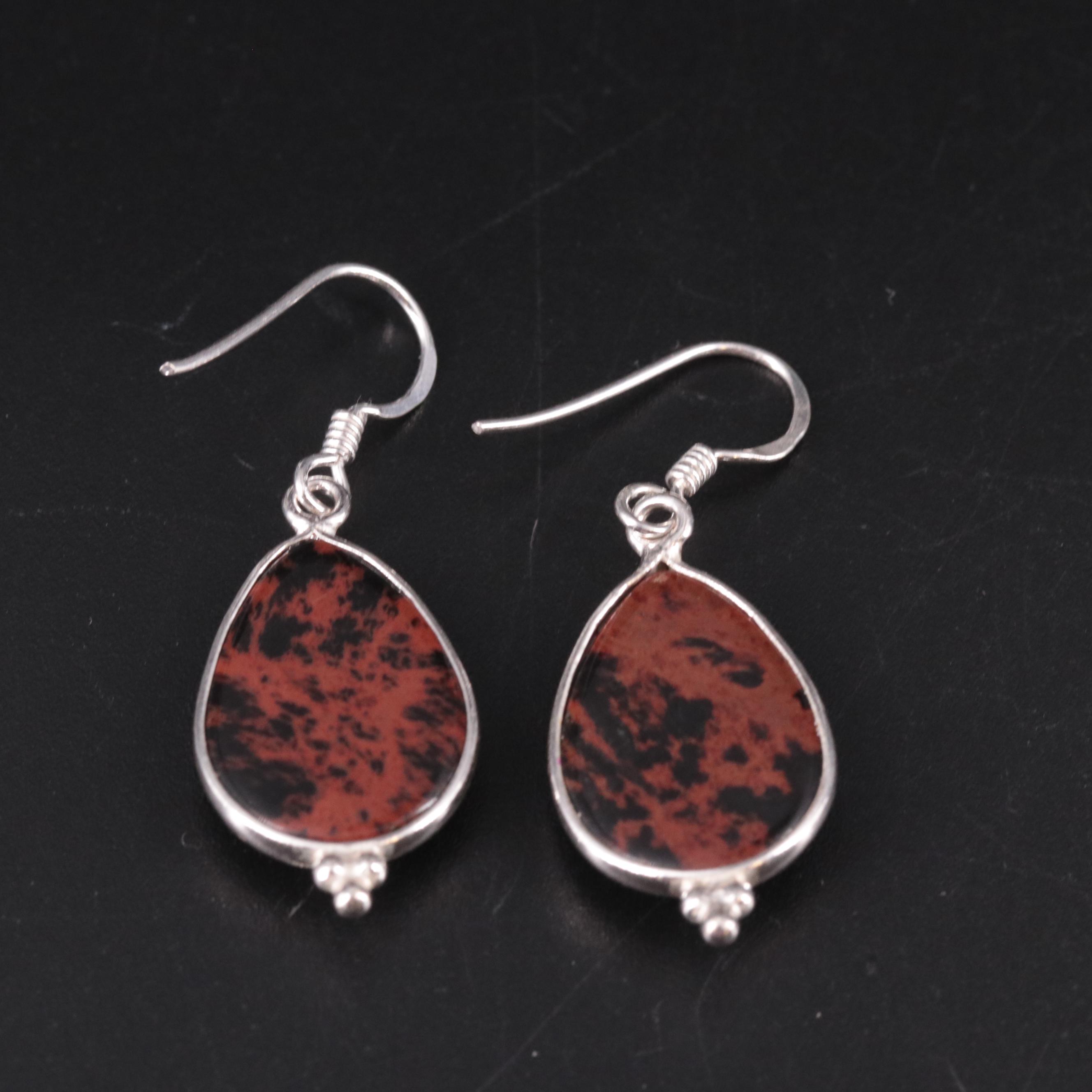Sterling Silver Gemstone Dangle Earrings