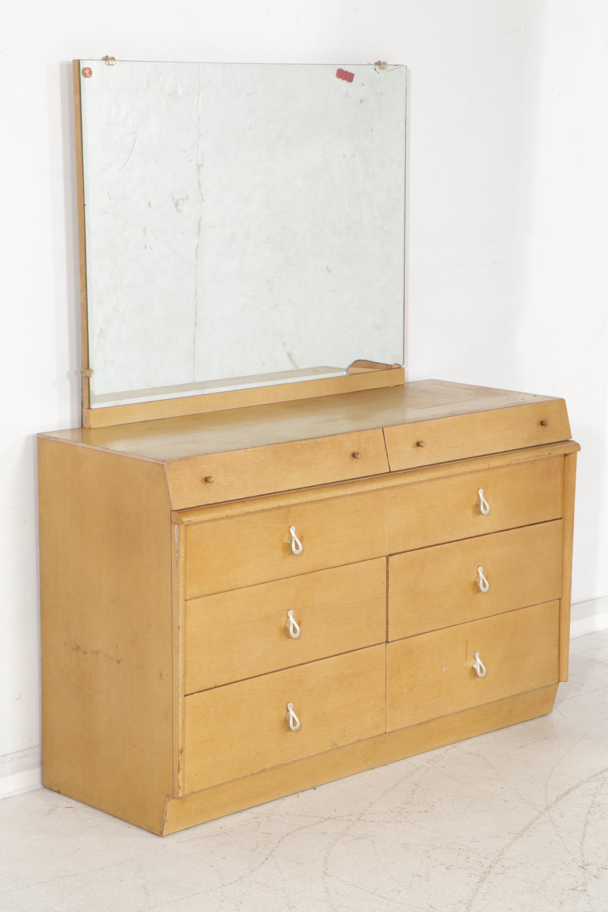 United Furniture Corporation Mid Century Modern Blonde Wood Bedroom Set