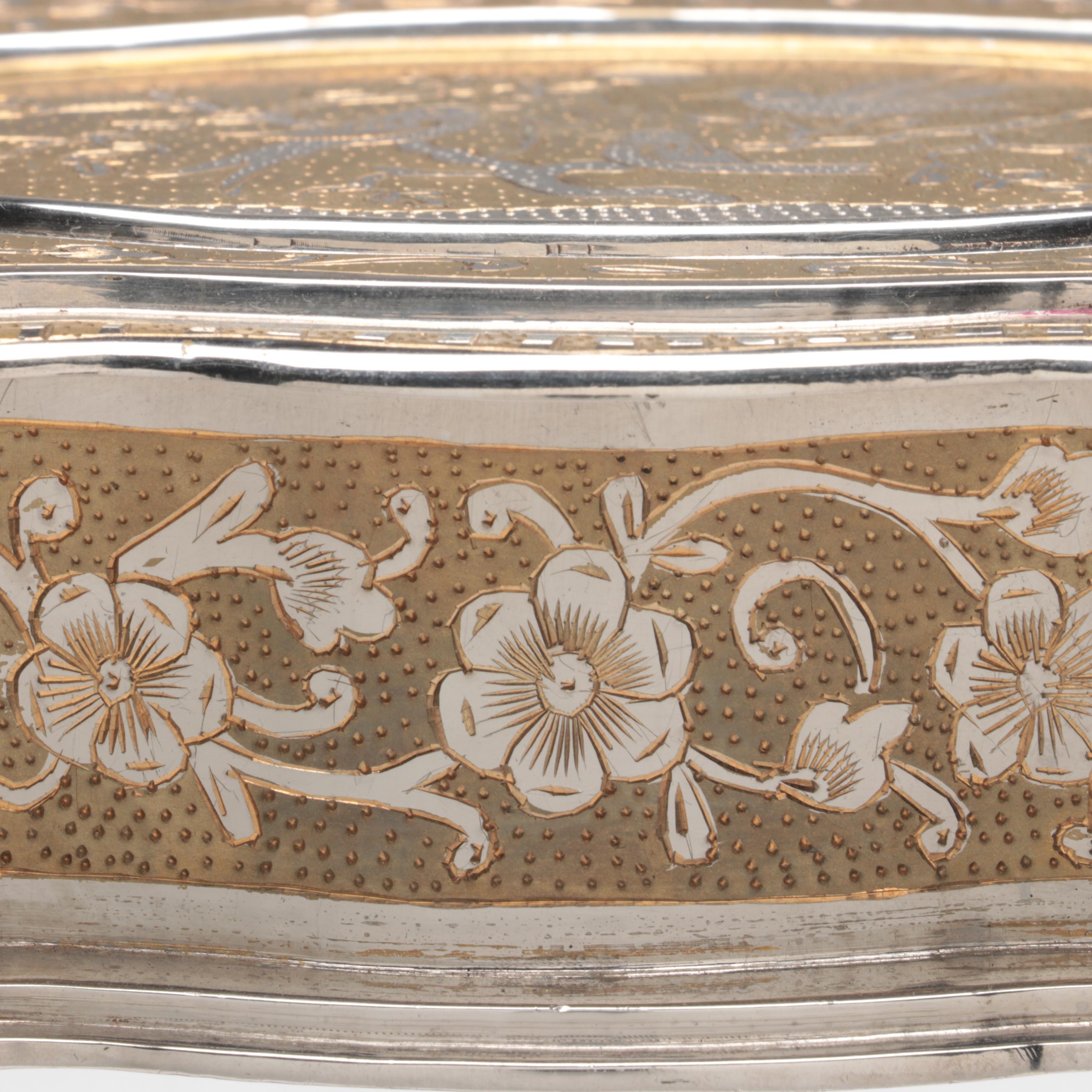 Fred Zimbalist Chased and Engraved Bird Motif Metal Thorens Swiss Music Box