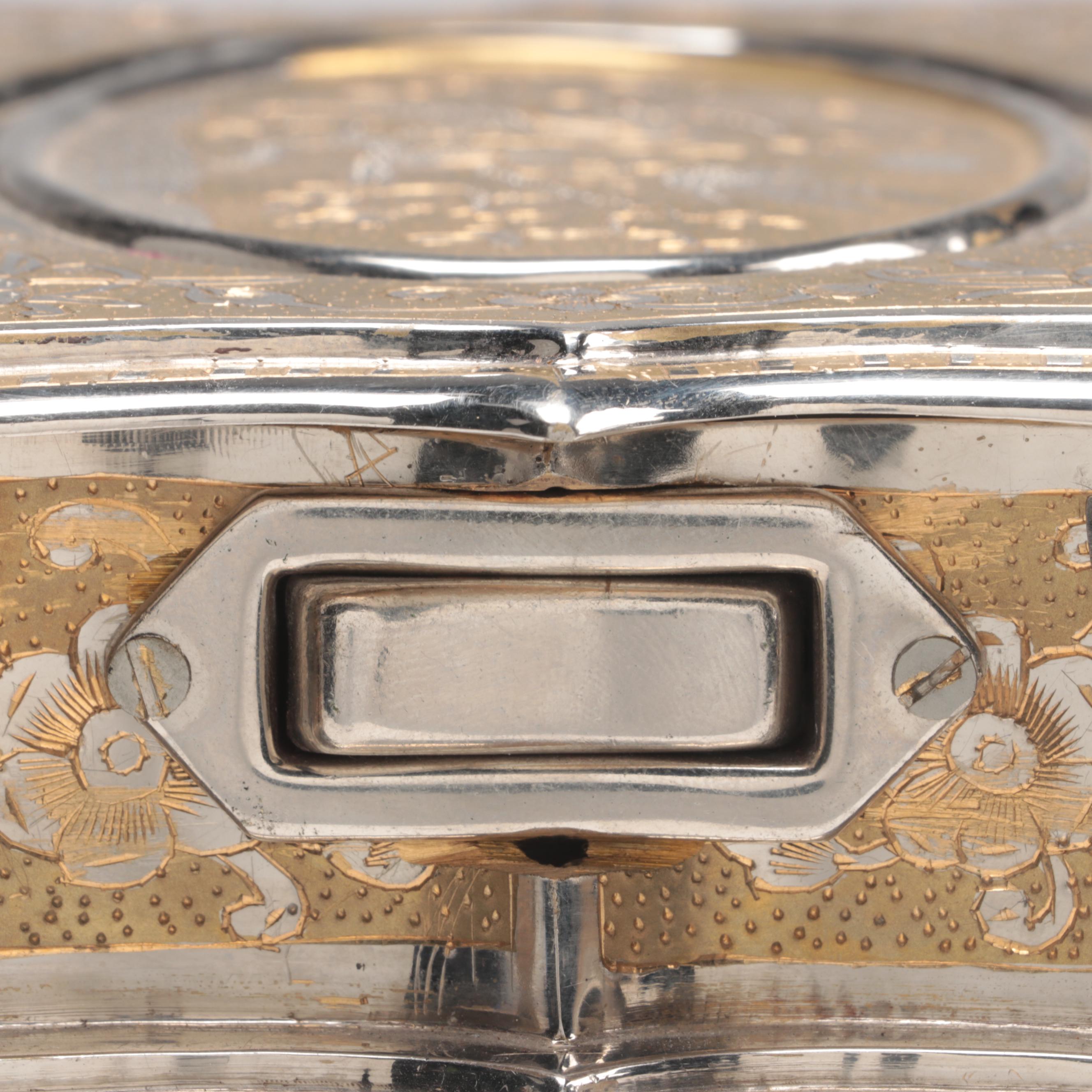 Fred Zimbalist Chased and Engraved Bird Motif Metal Thorens Swiss Music Box