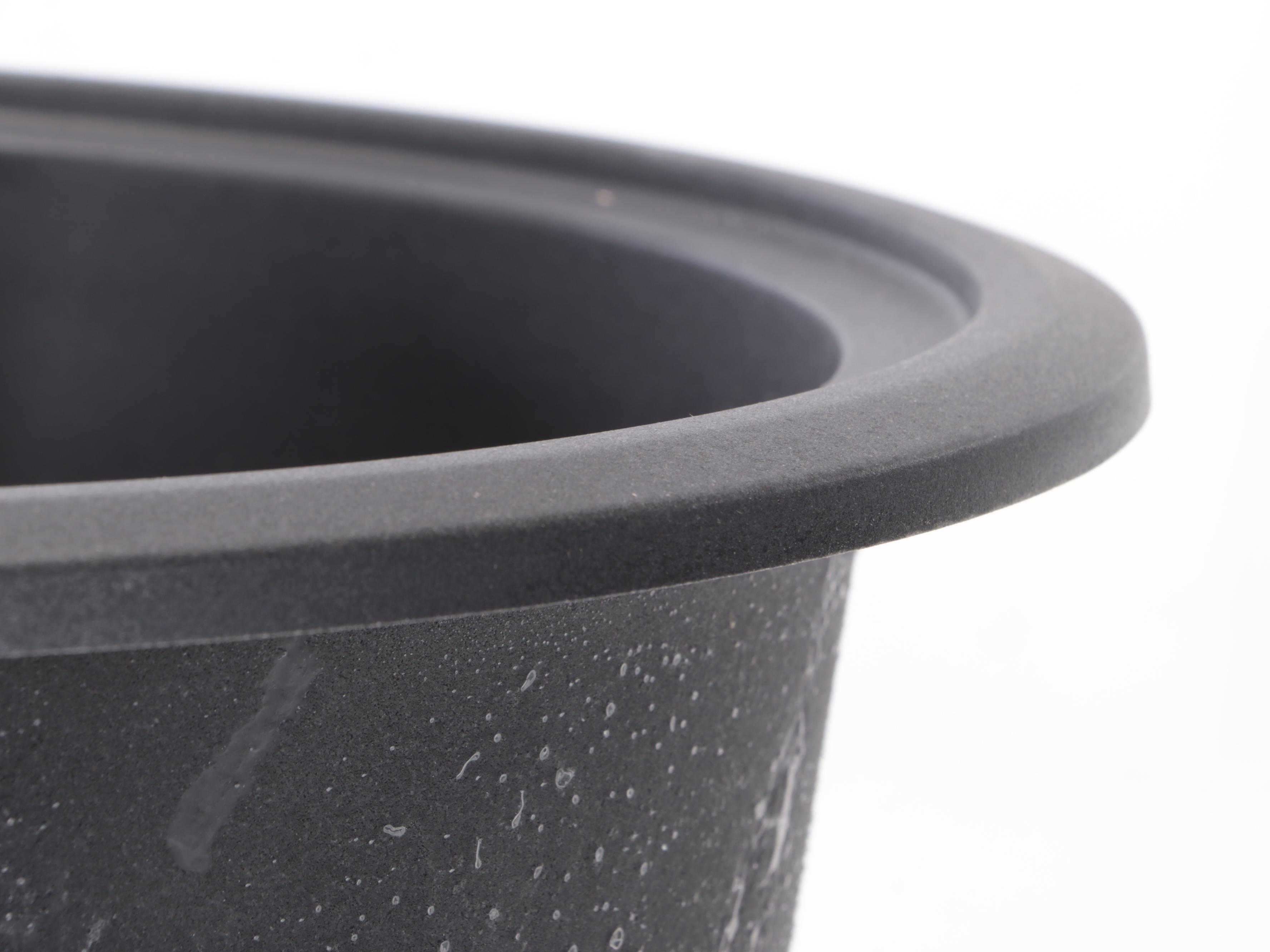 Matte Black Granite Composite Drop-In Round Prep Sink