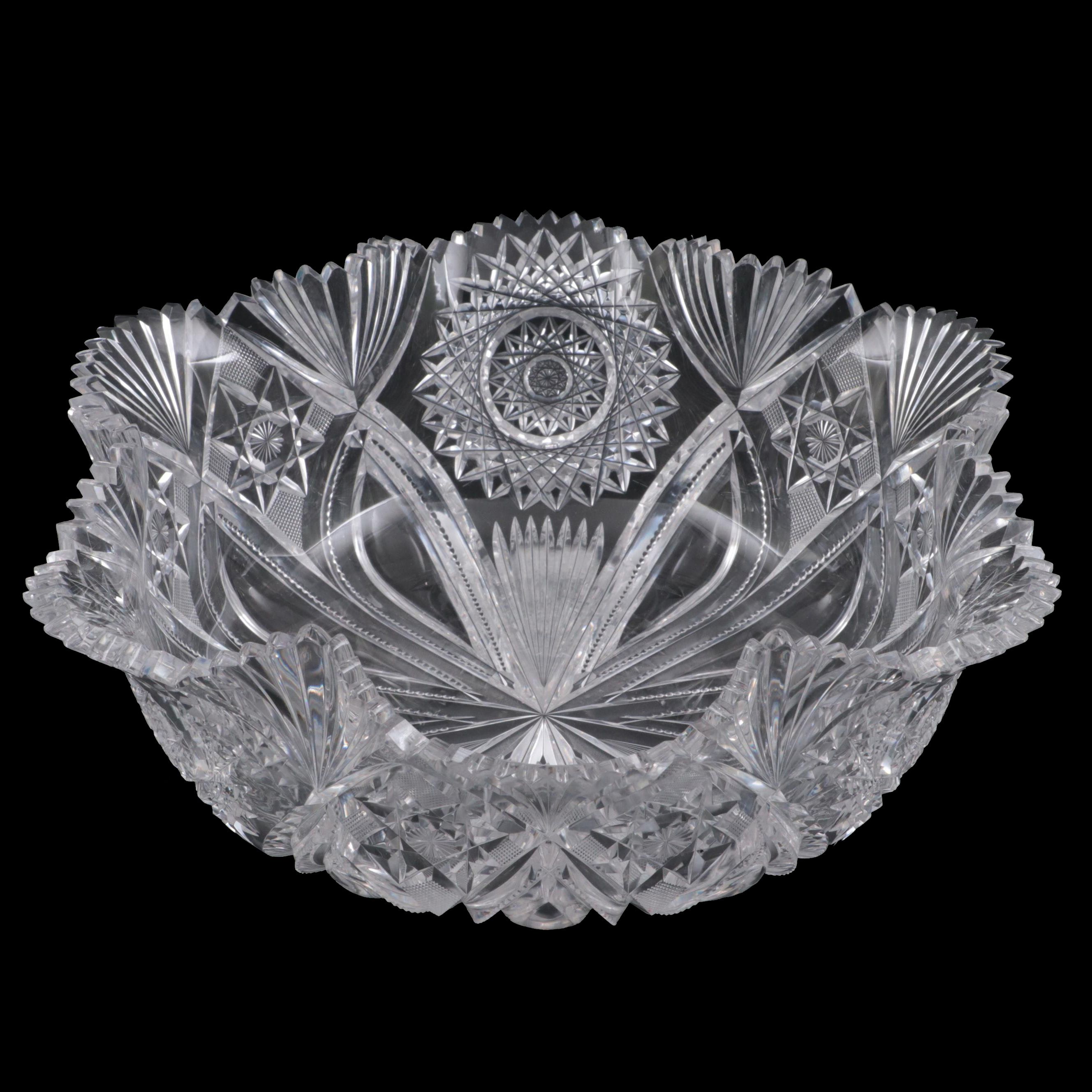 L. Straus & Sons "Ducal" American Brilliant Cut Glass Scalloped Bowl