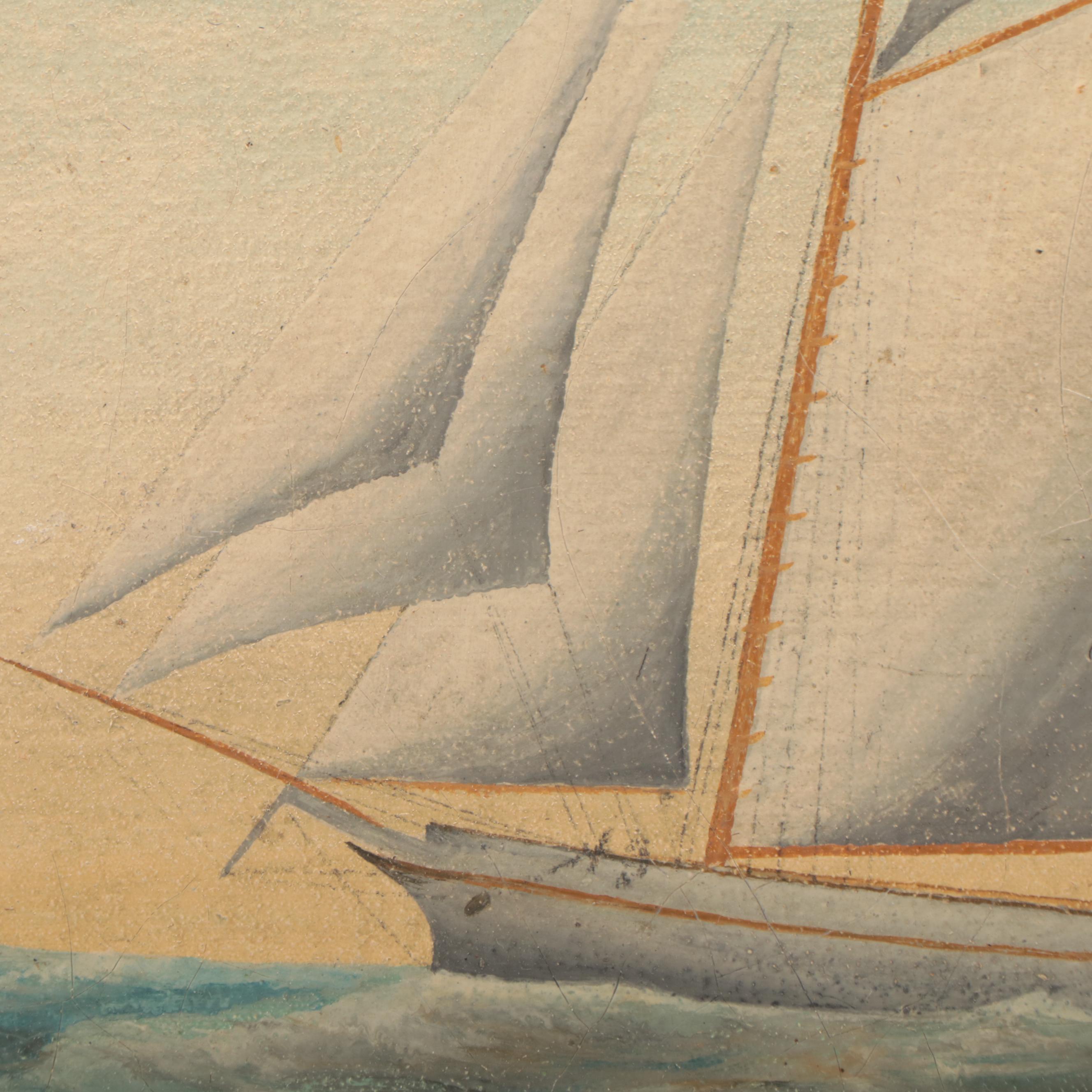 O.J. Nelson Oil Paintings of Ships at Sea, Mid-20th Century