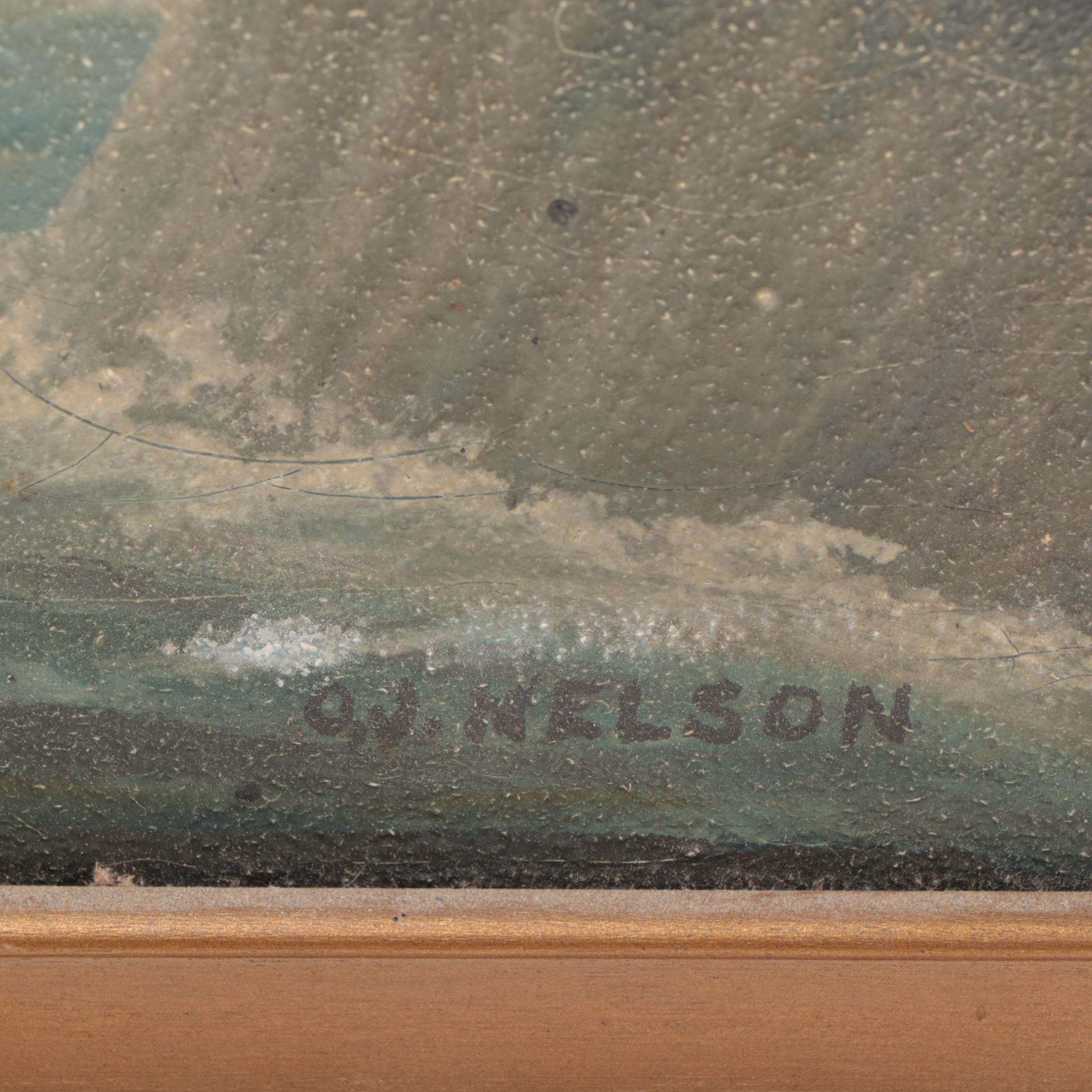 O.J. Nelson Oil Paintings of Ships at Sea, Mid-20th Century