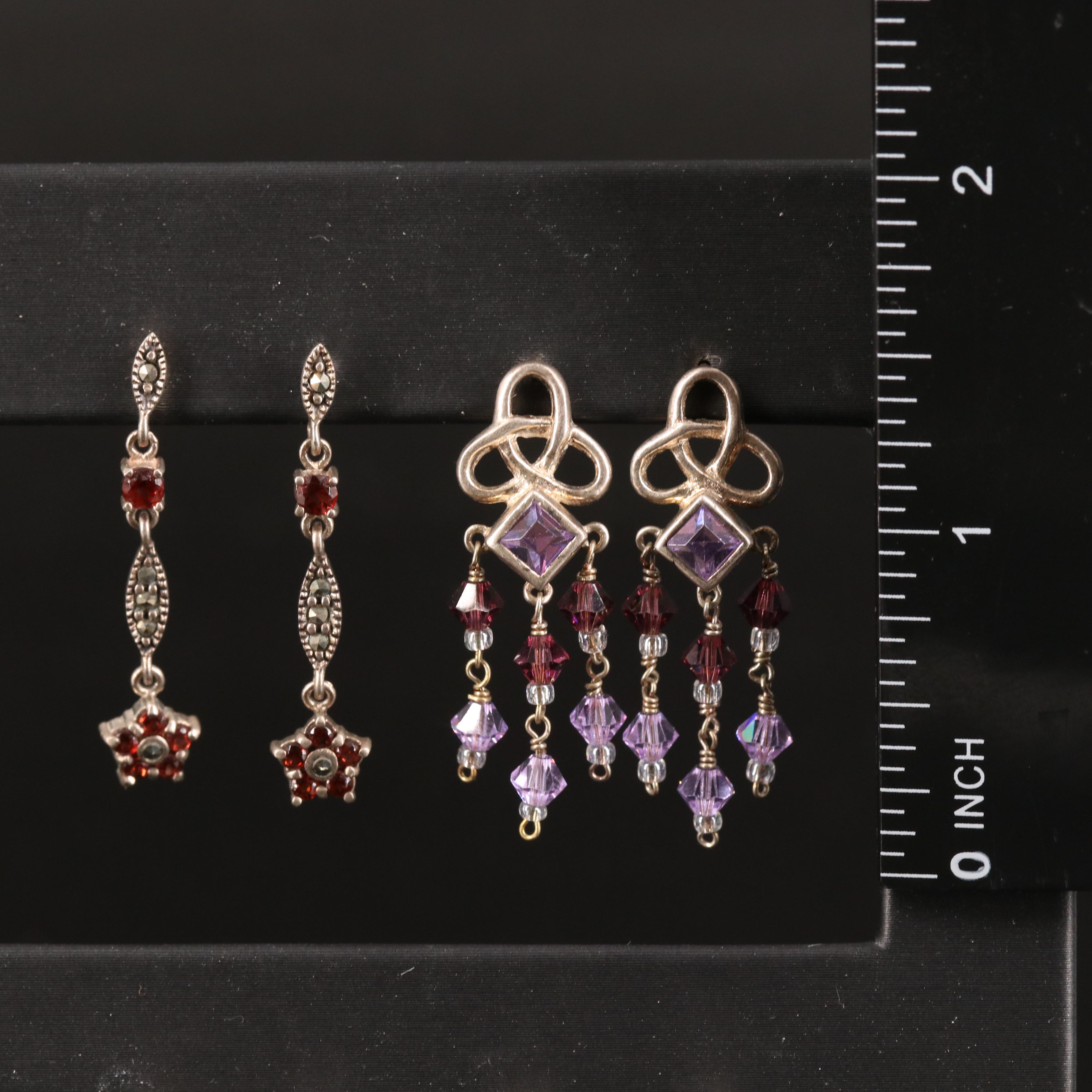 Sterling Earrings Selection with Pearl and Marcasite