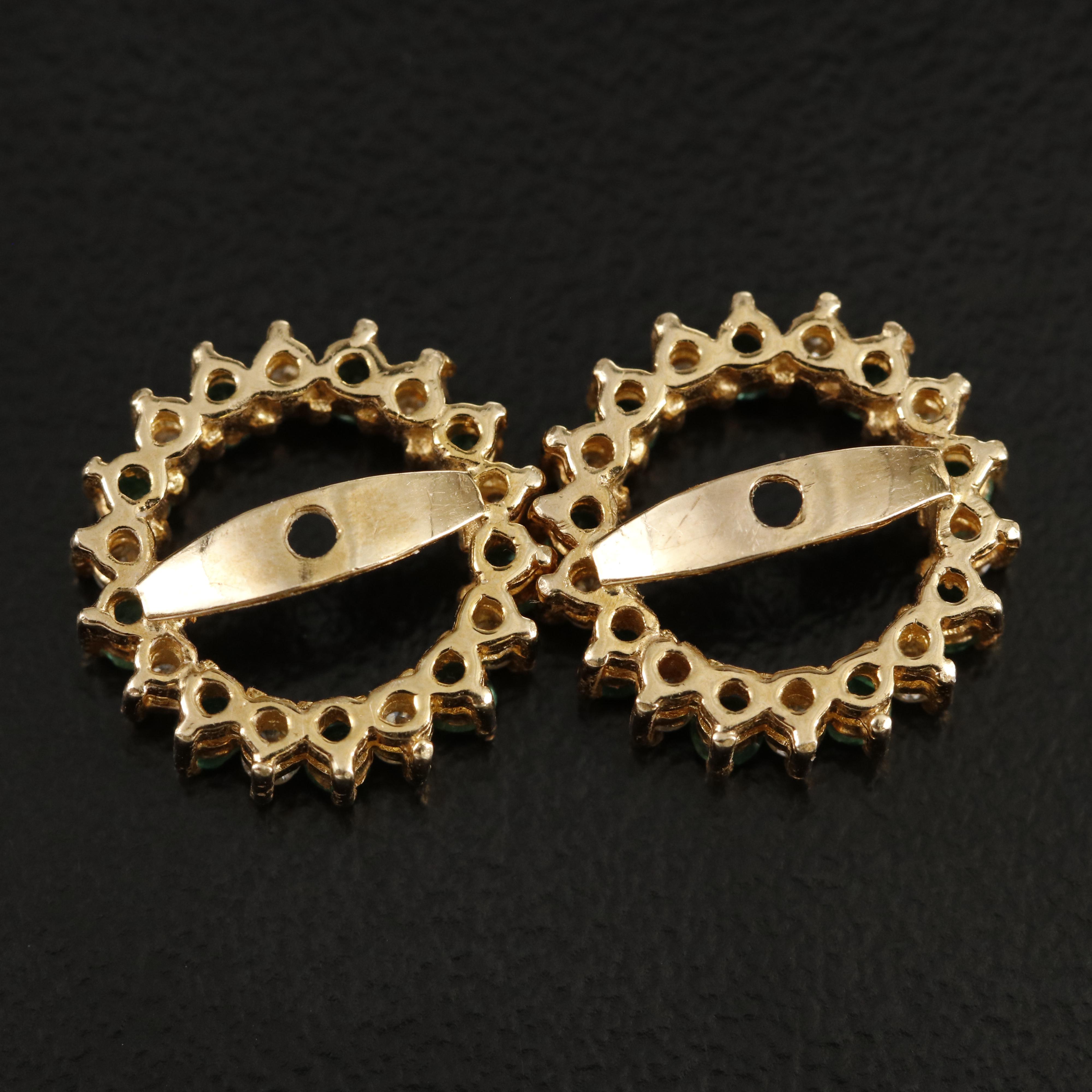 14K Diamond and Emerald Earring Jackets