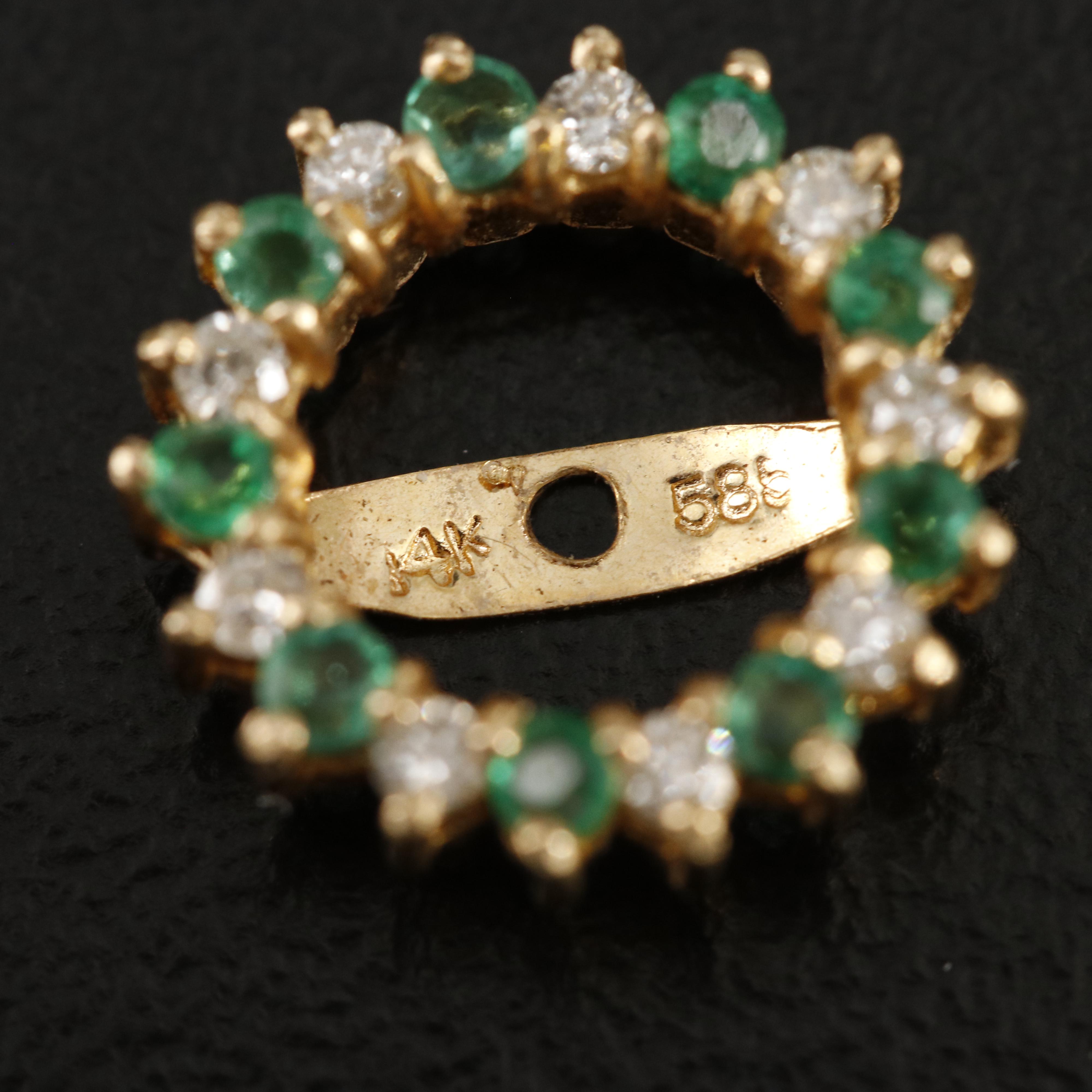 14K Diamond and Emerald Earring Jackets