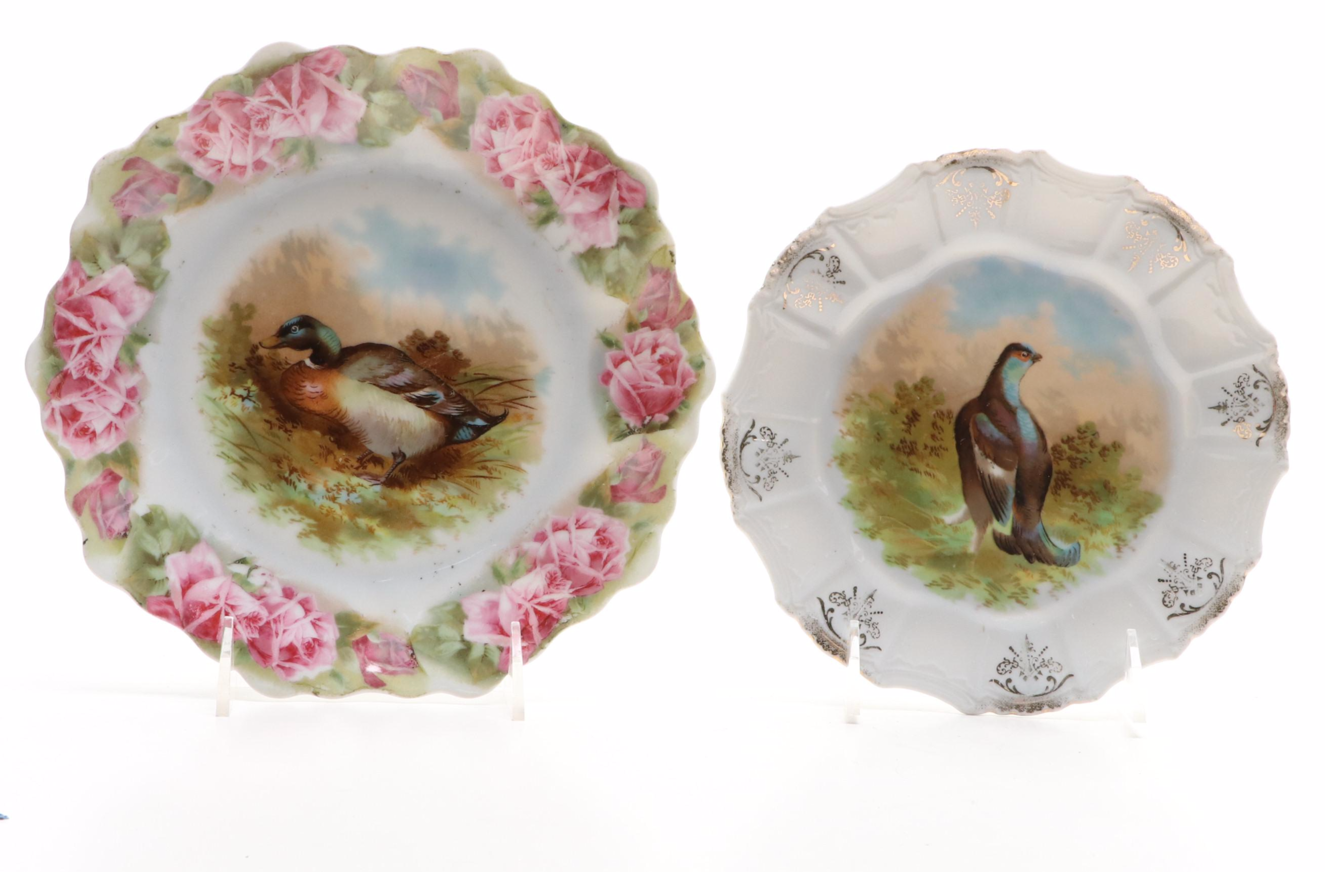 Hand-Painted Wild Bird Motif Porcelain Collectors Plates