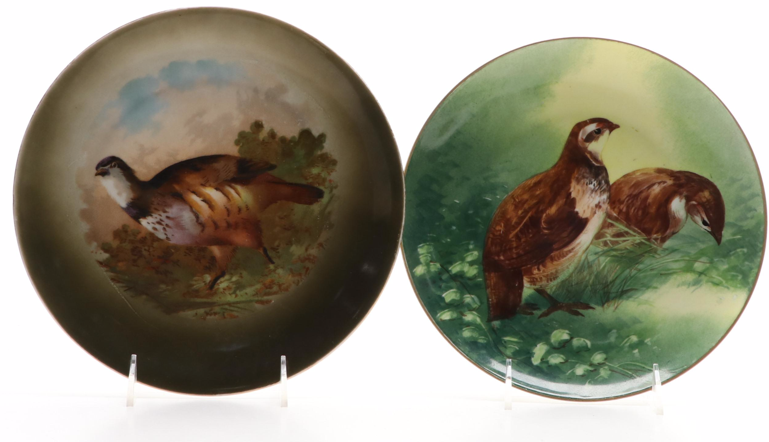 Hand-Painted Wild Bird Motif Porcelain Collectors Plates