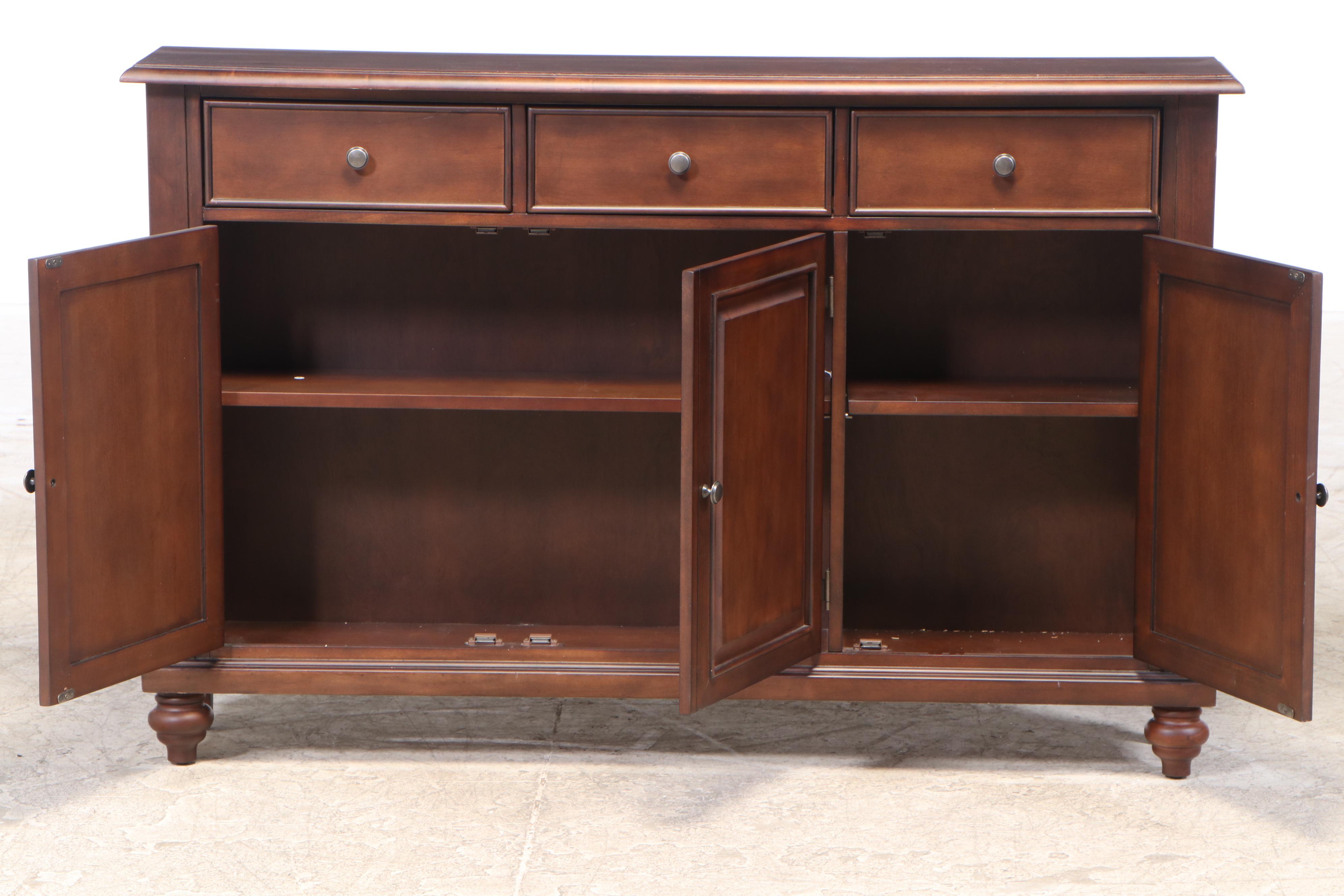 Ballard Designs "Martin" Three-Door Console Cabinet in Walnut Finish