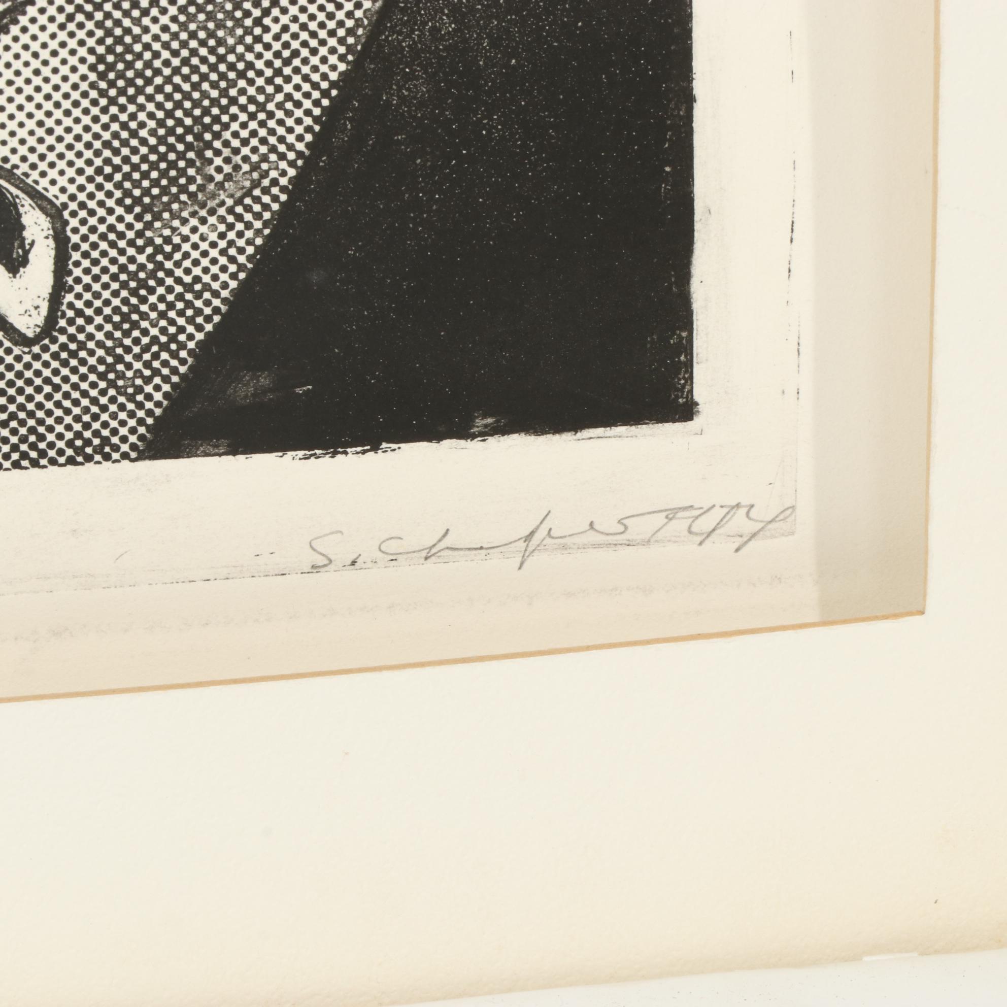 Sidney Chafetz Etching "Allegorical Academe," 1974