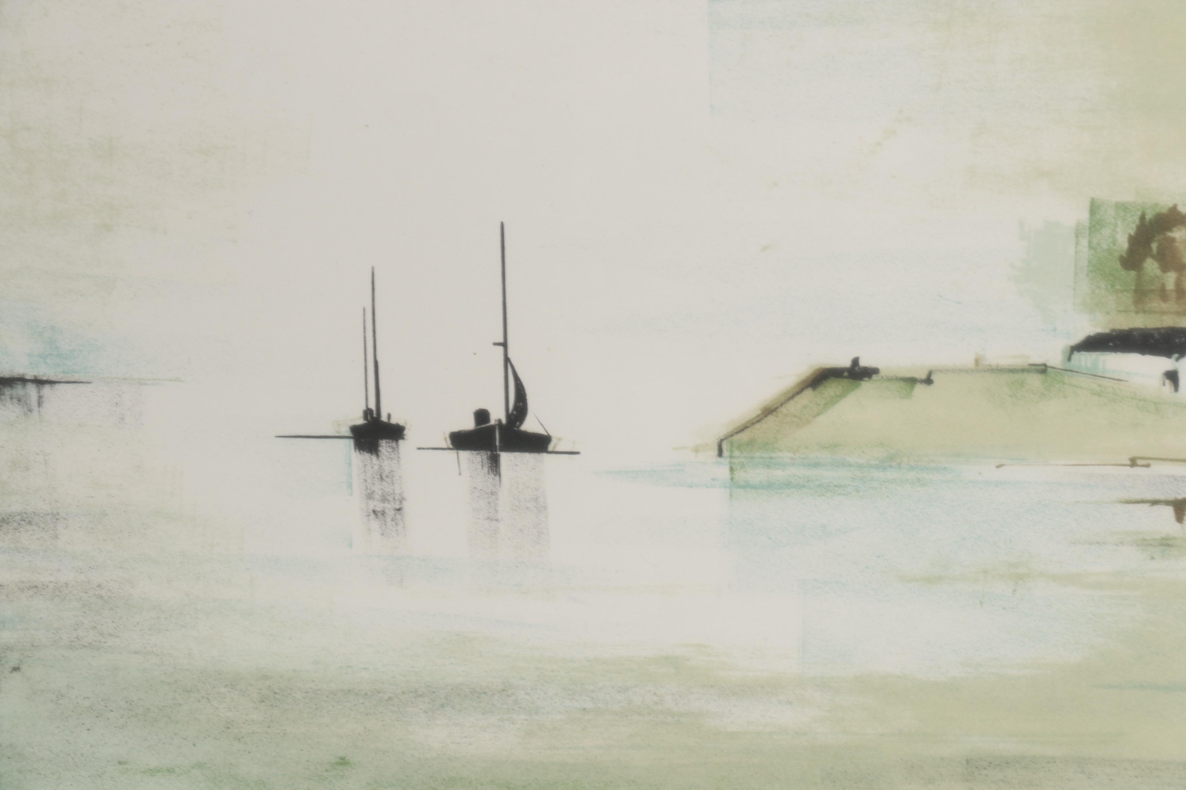 Claude Casati Harbor Scene Lithograph