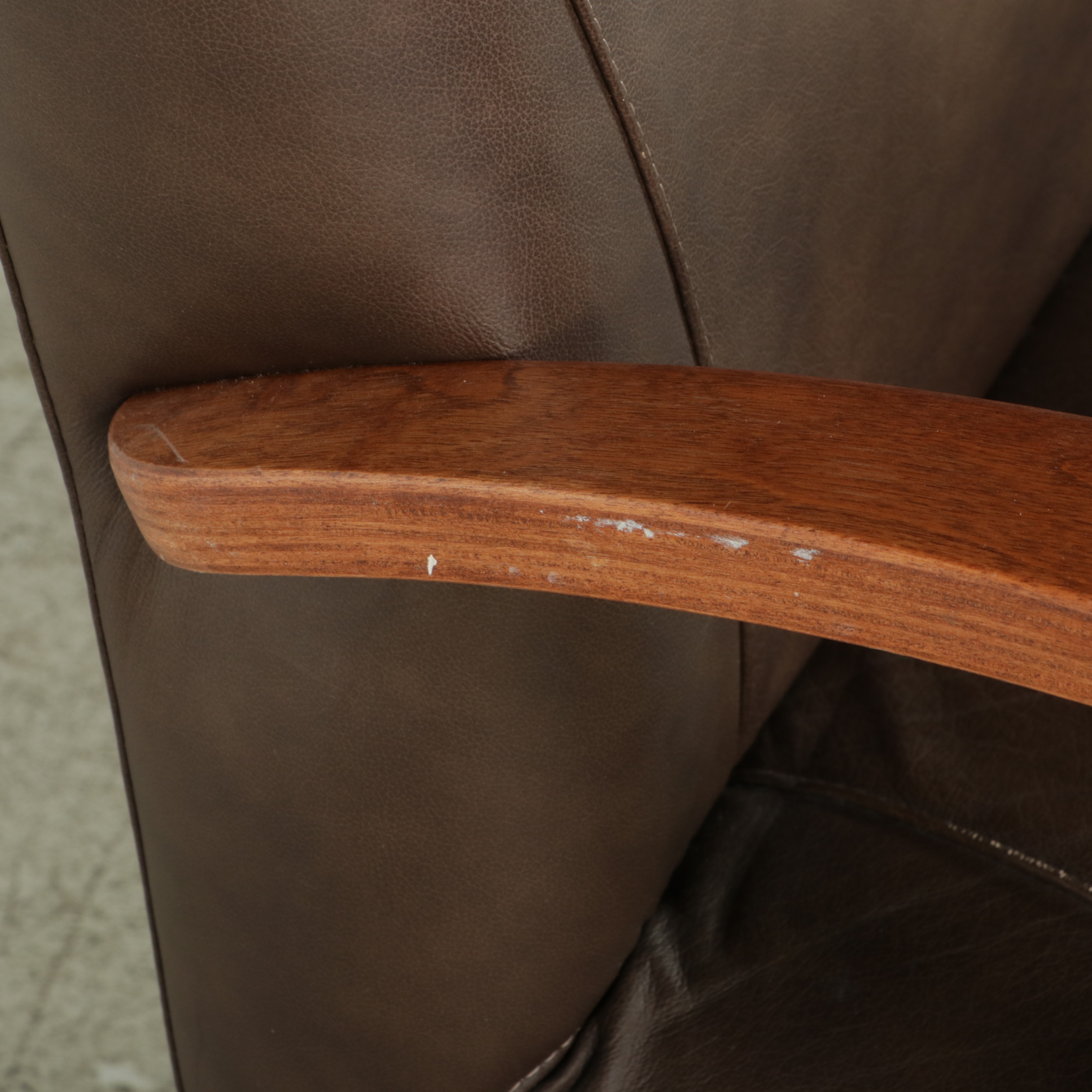 Bentwood and Bonded Leather Swivel-Tilt Adjustable-Height Desk Chair