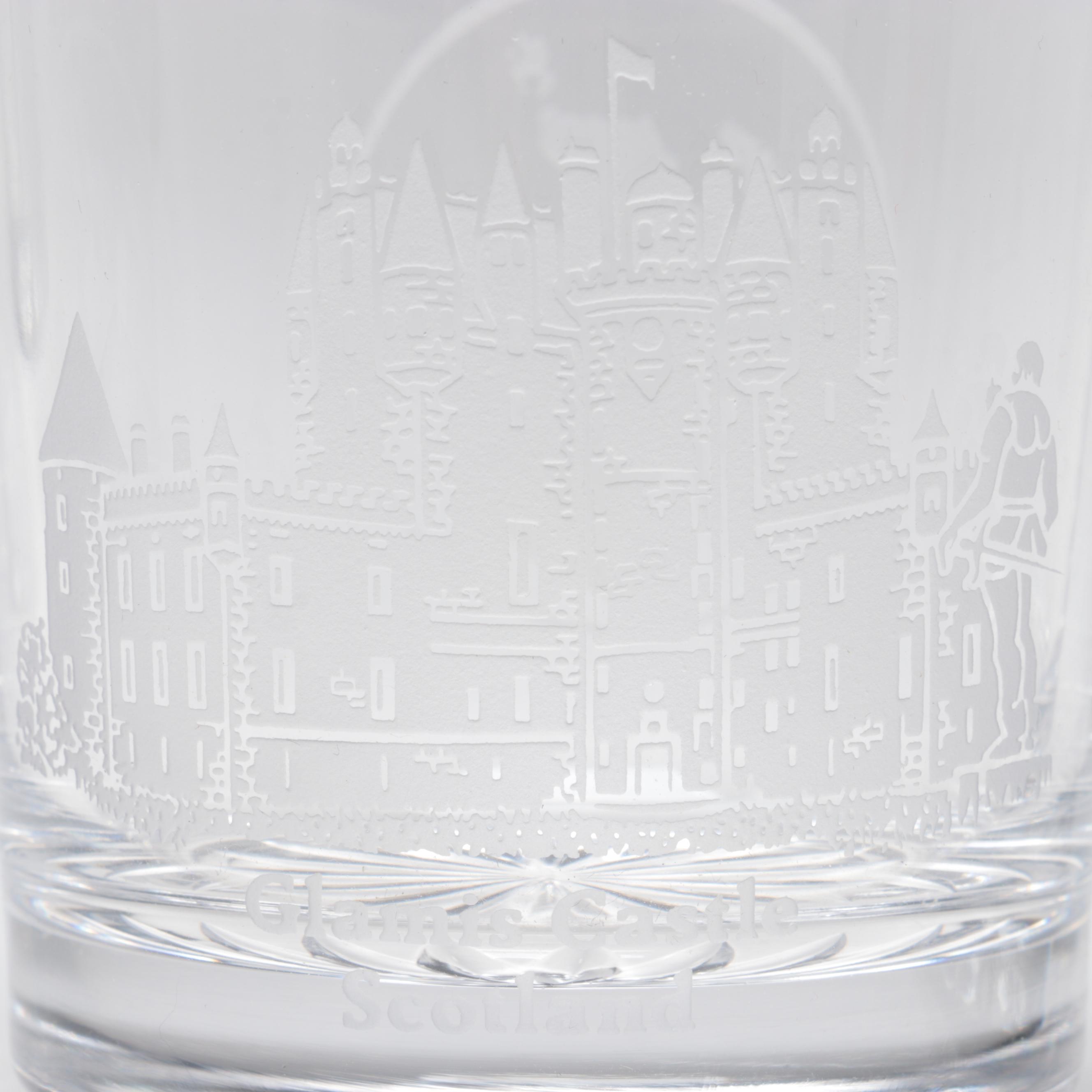 Edinburgh Crystal Double Old Fashioned Etched Scottish Castles, 20th C