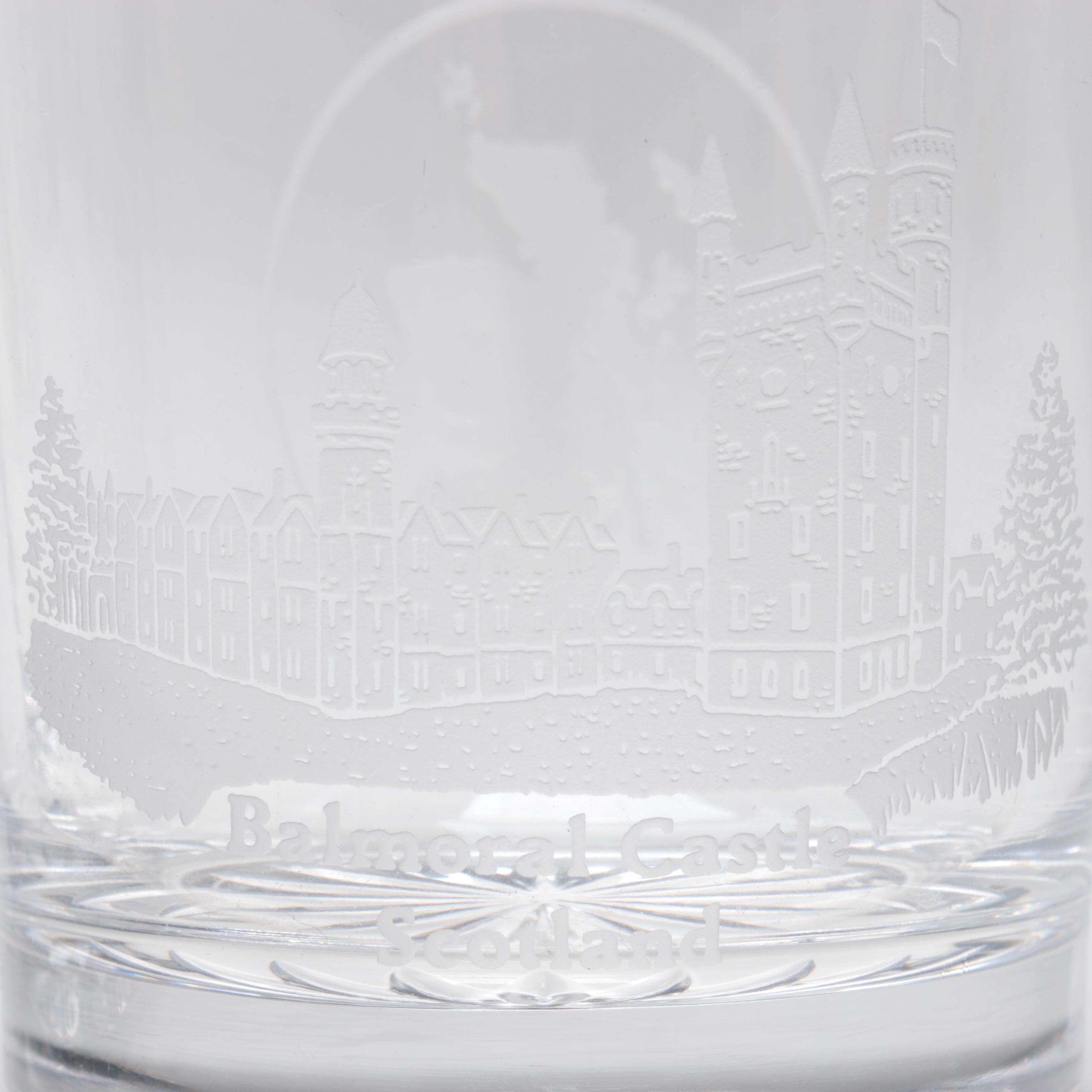 Edinburgh Crystal Double Old Fashioned Etched Scottish Castles, 20th C